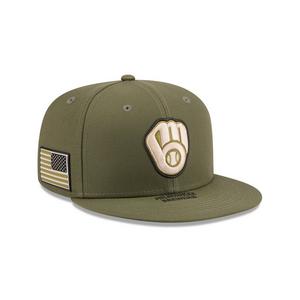New Era Milwaukee Brewers 9FIFTY Armed Forces Snapback Hat-Green