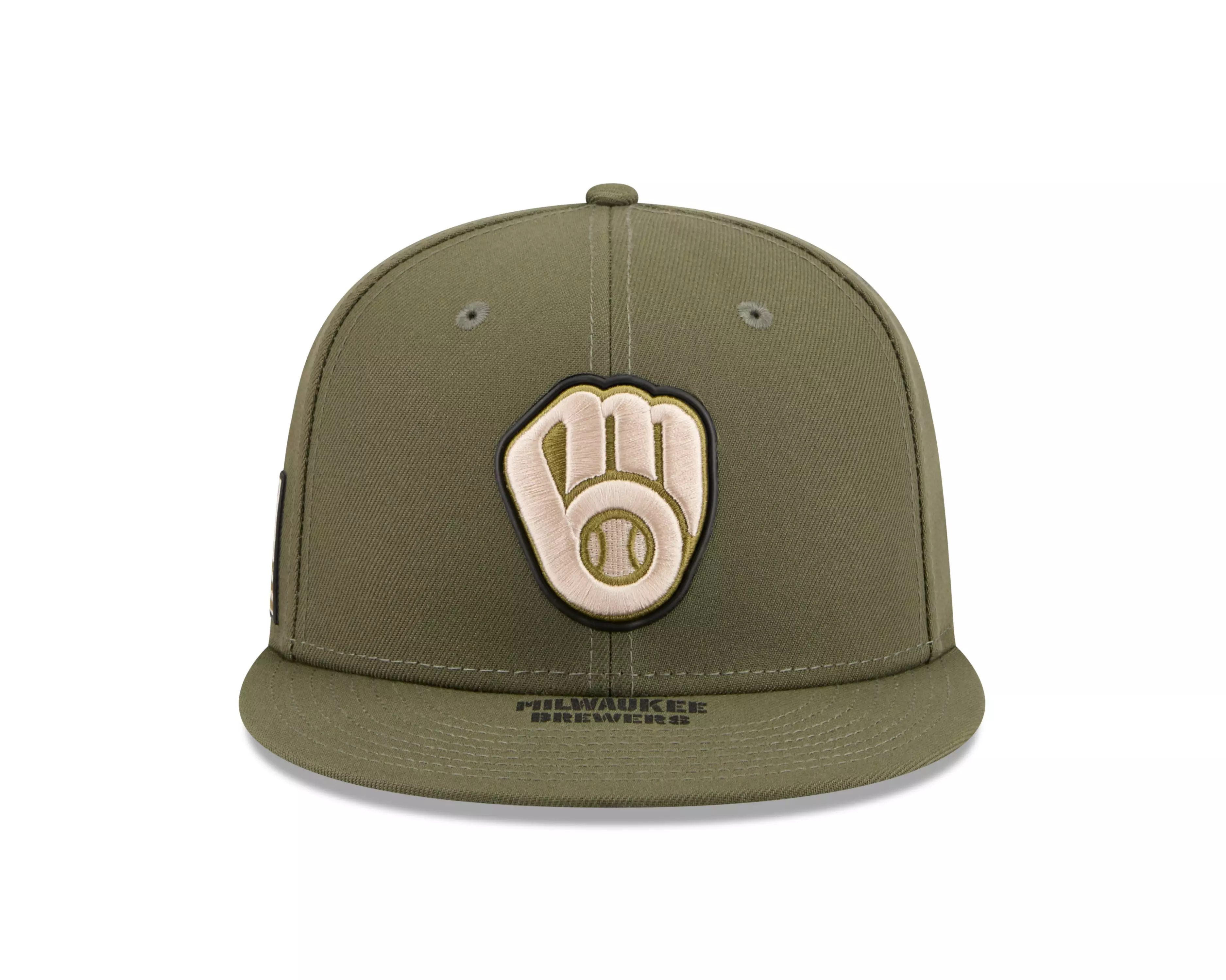 New Era Milwaukee Brewers 9FIFTY Armed Forces Snapback Hat-Green - GREEN
