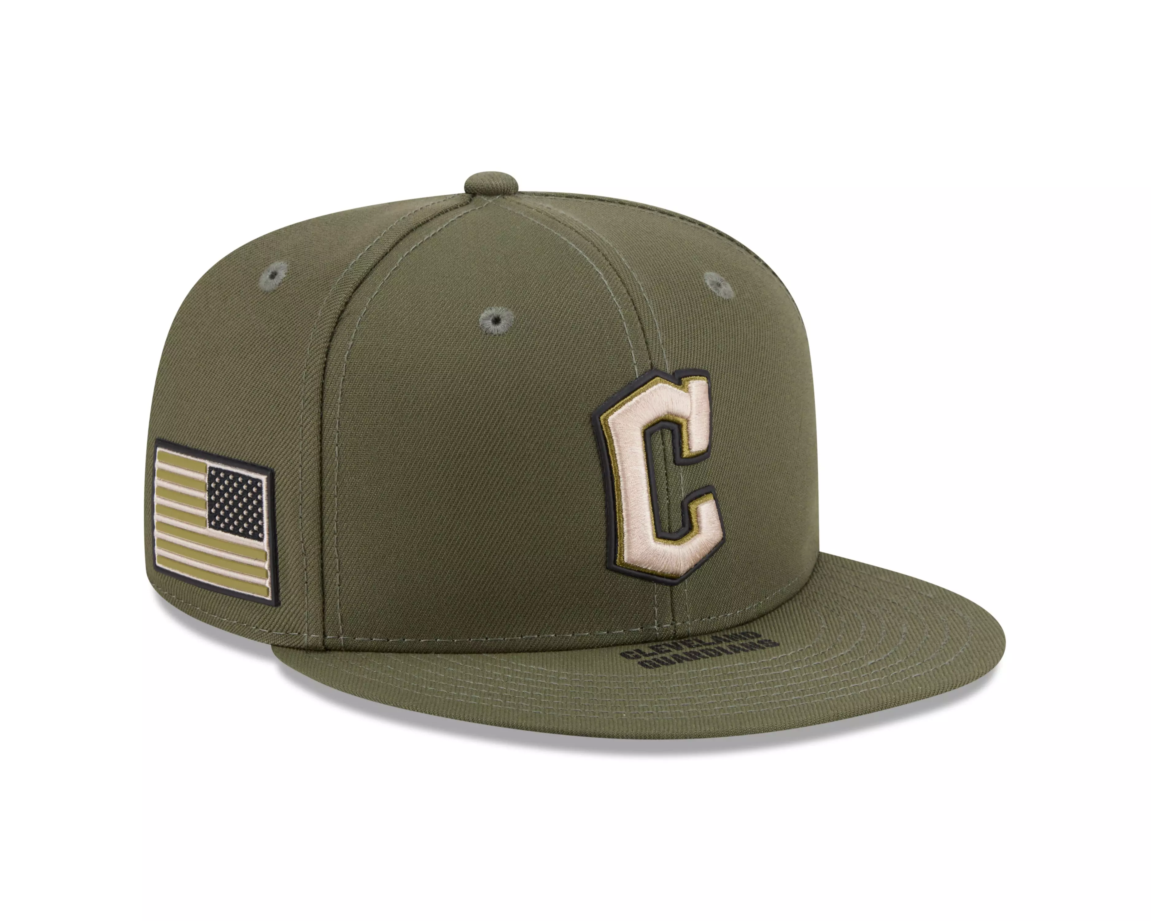 New Era Cleveland Guardians 9FIFTY Armed Forces Snapback Hat-Green - GREEN