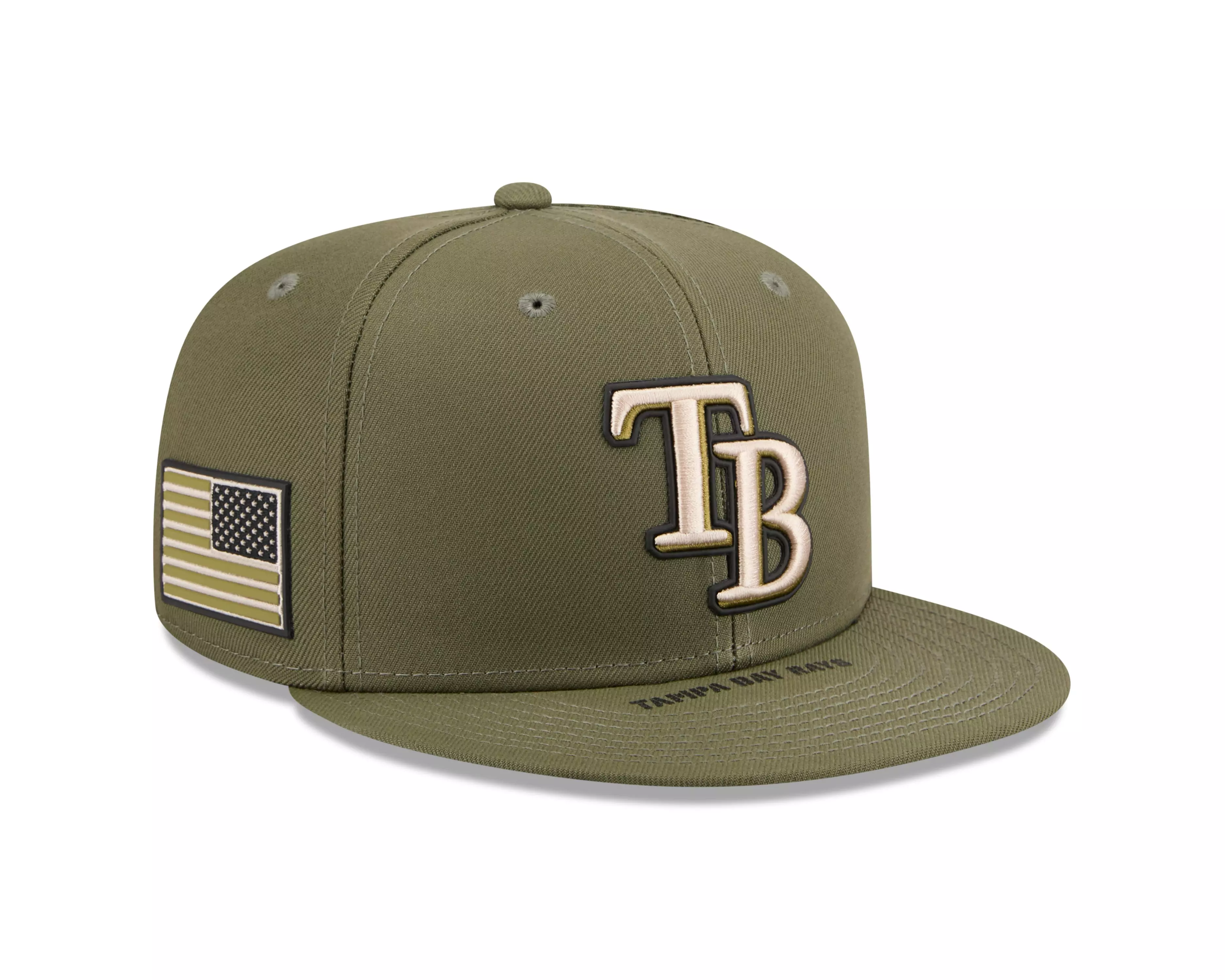 New Era Tampa Bay Rays 9FIFTY Armed Forces Snapback Hat-Green - GREEN