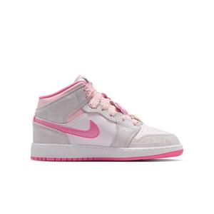 Jordan 1 Mid Alt SE "Vast Grey/Pink Glow/Sail" Grade School Girls' Shoe
