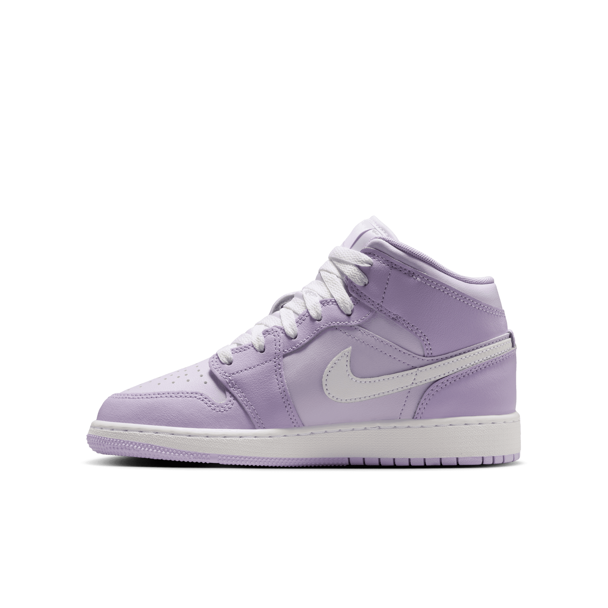 Jordan 1 Mid "Violet Mist/White/Barely Grape" Grade School Girls' Shoe - PURPLE/WHITE Thumbnail View 4