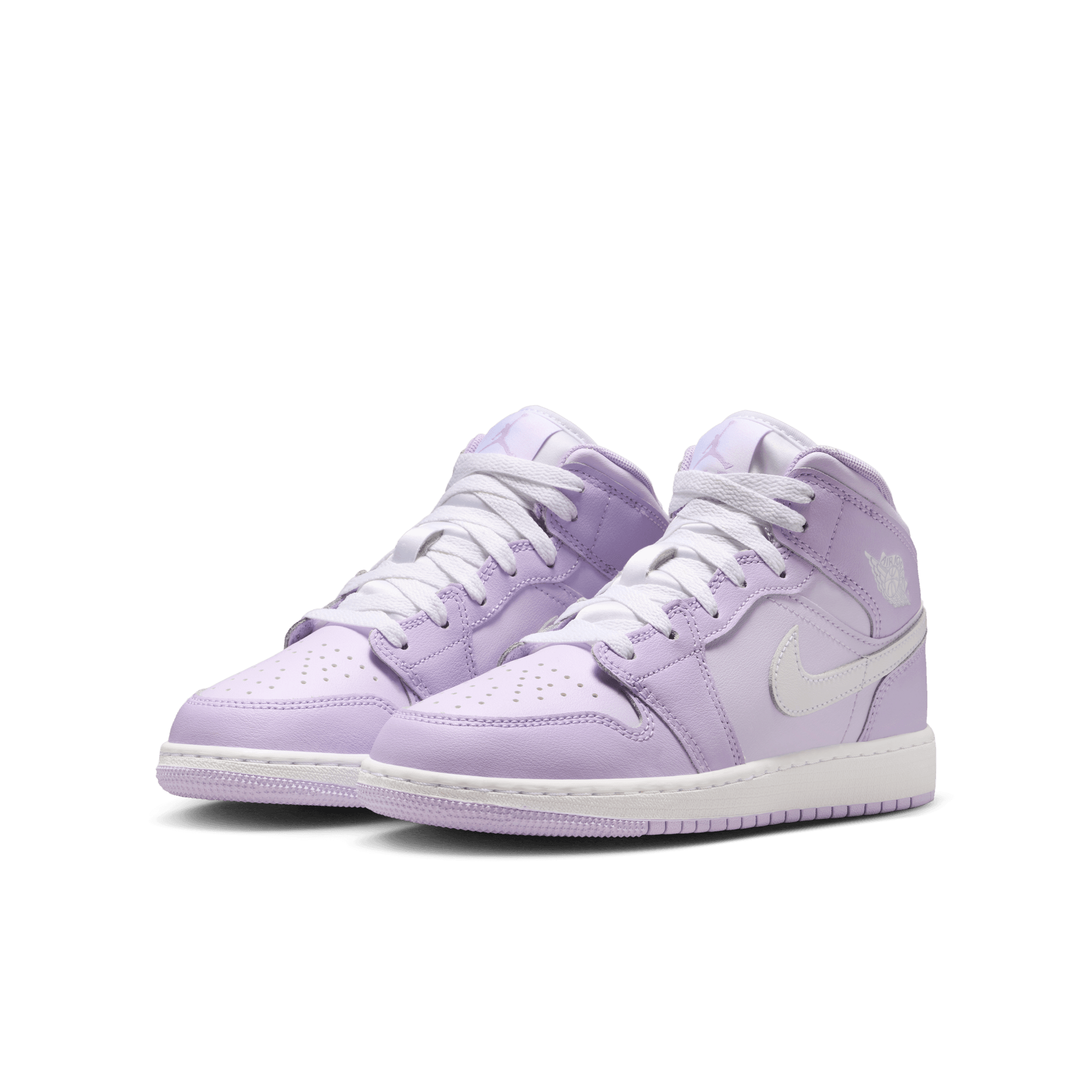 Jordan 1 Mid "Violet Mist/White/Barely Grape" Grade School Girls' Shoe - PURPLE/WHITE Thumbnail View 5