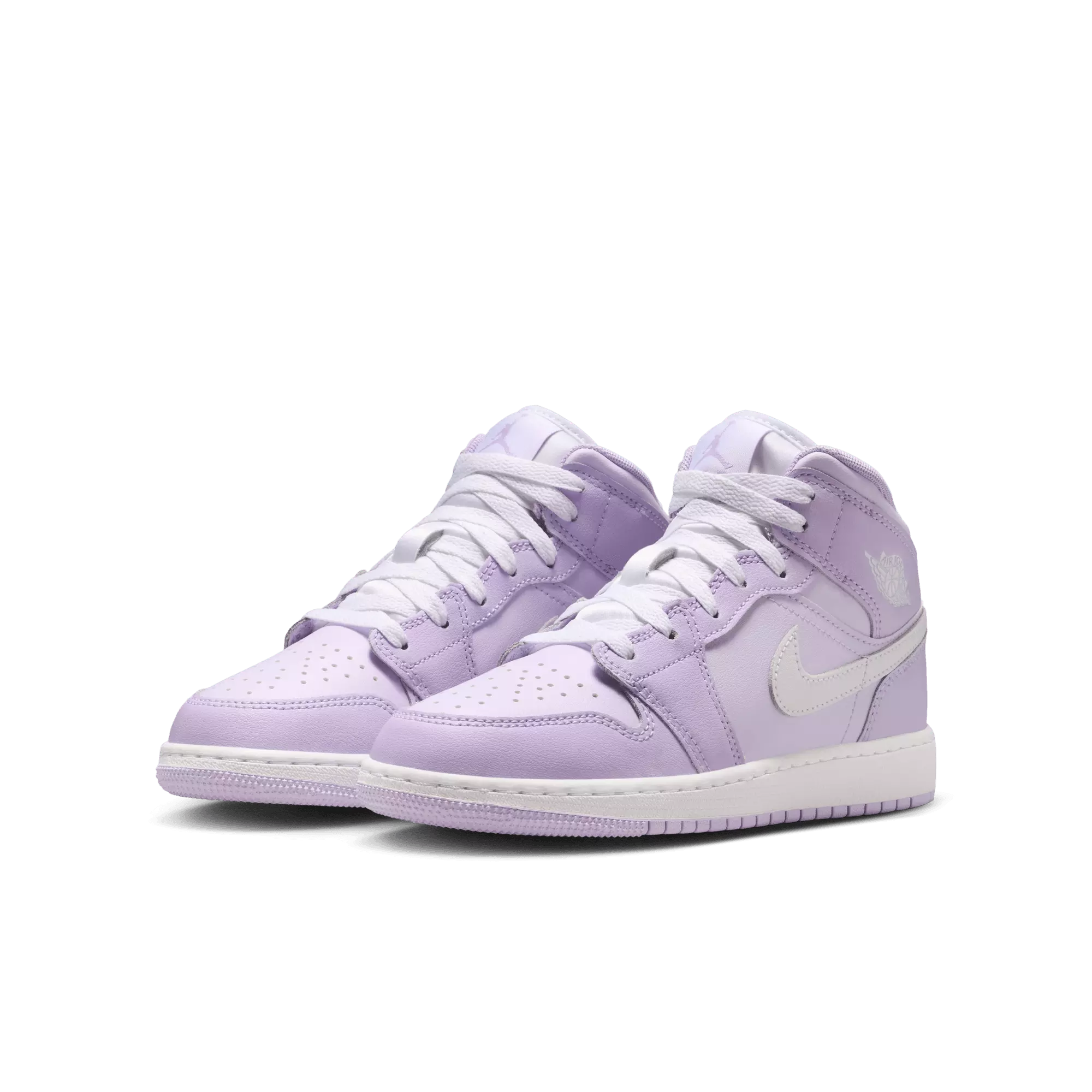 Jordan 1 Mid "Violet Mist/White/Barely Grape" Grade School Girls' Shoe - PURPLE/WHITE