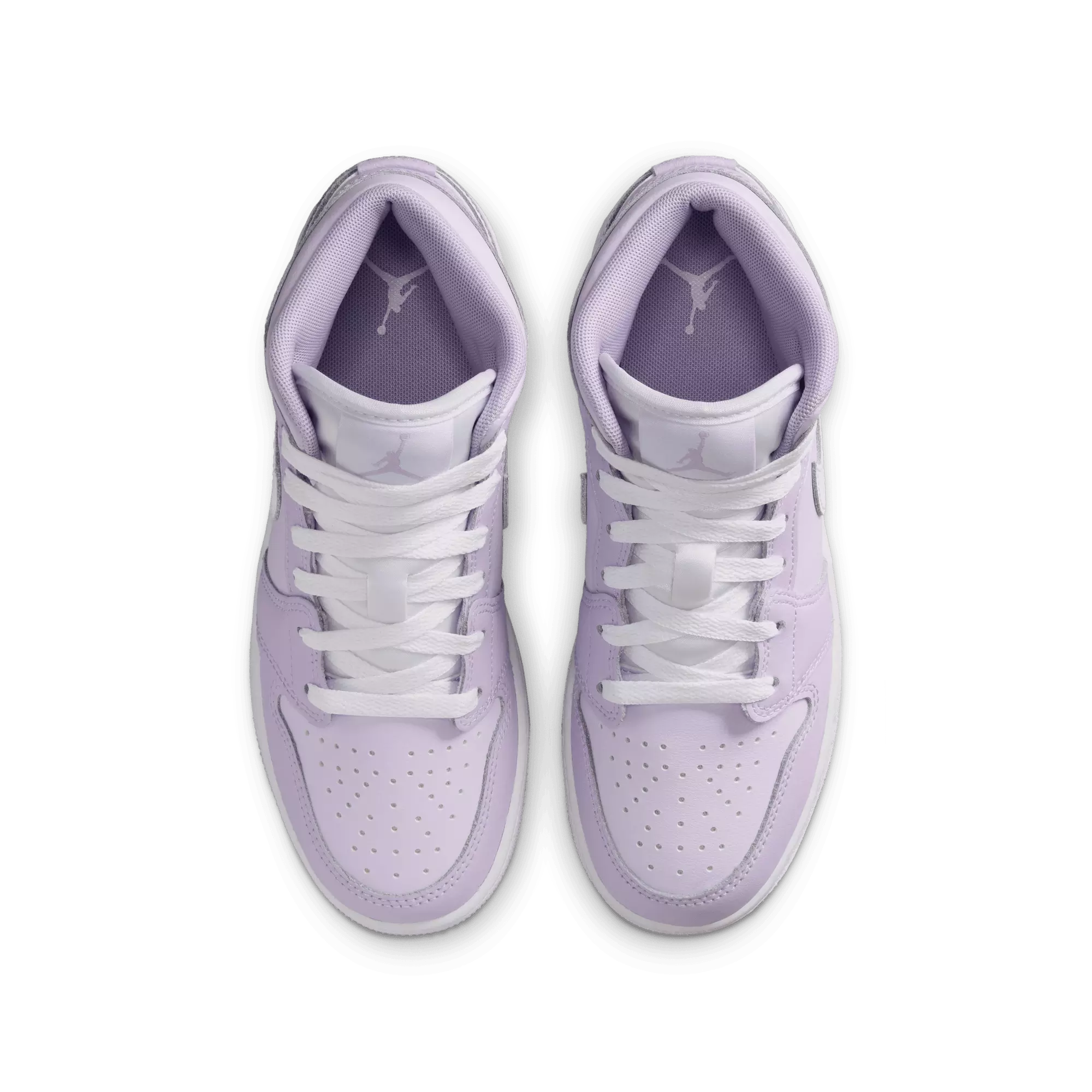 Jordan 1 Mid "Violet Mist/White/Barely Grape" Grade School Girls' Shoe - PURPLE/WHITE