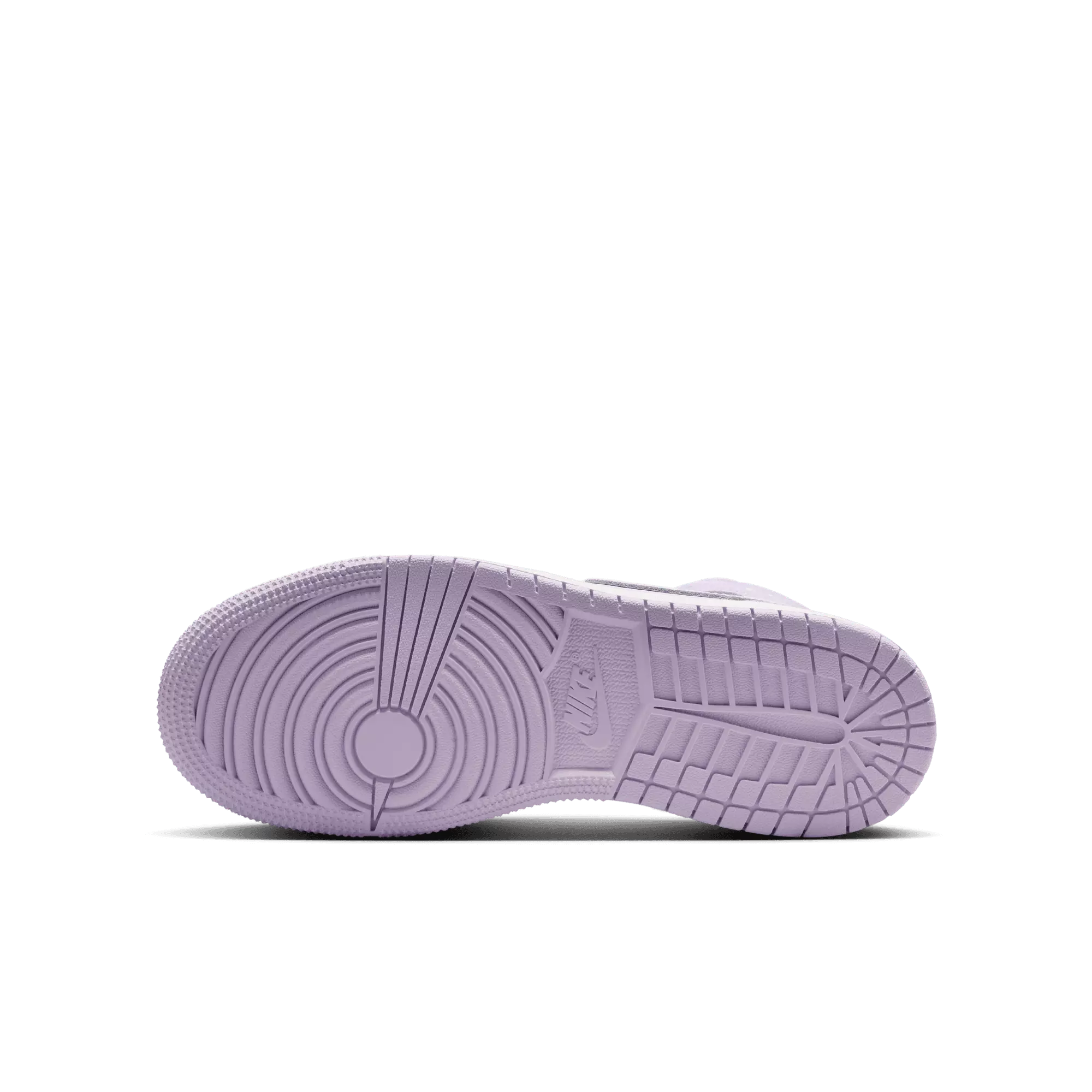 Jordan 1 Mid "Violet Mist/White/Barely Grape" Grade School Girls' Shoe - PURPLE/WHITE