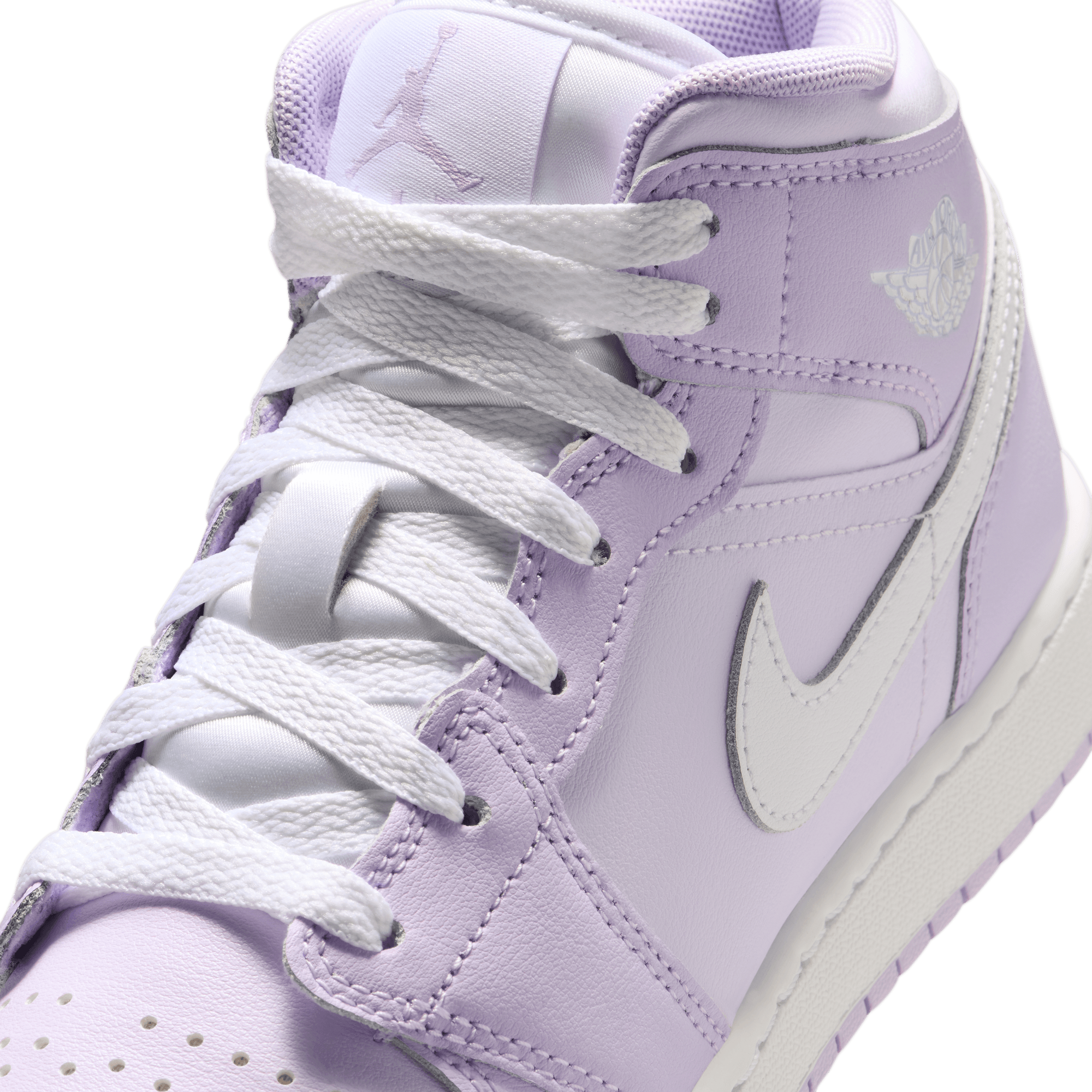 Jordan 1 Mid "Violet Mist/White/Barely Grape" Grade School Girls' Shoe - PURPLE/WHITE Thumbnail View 10