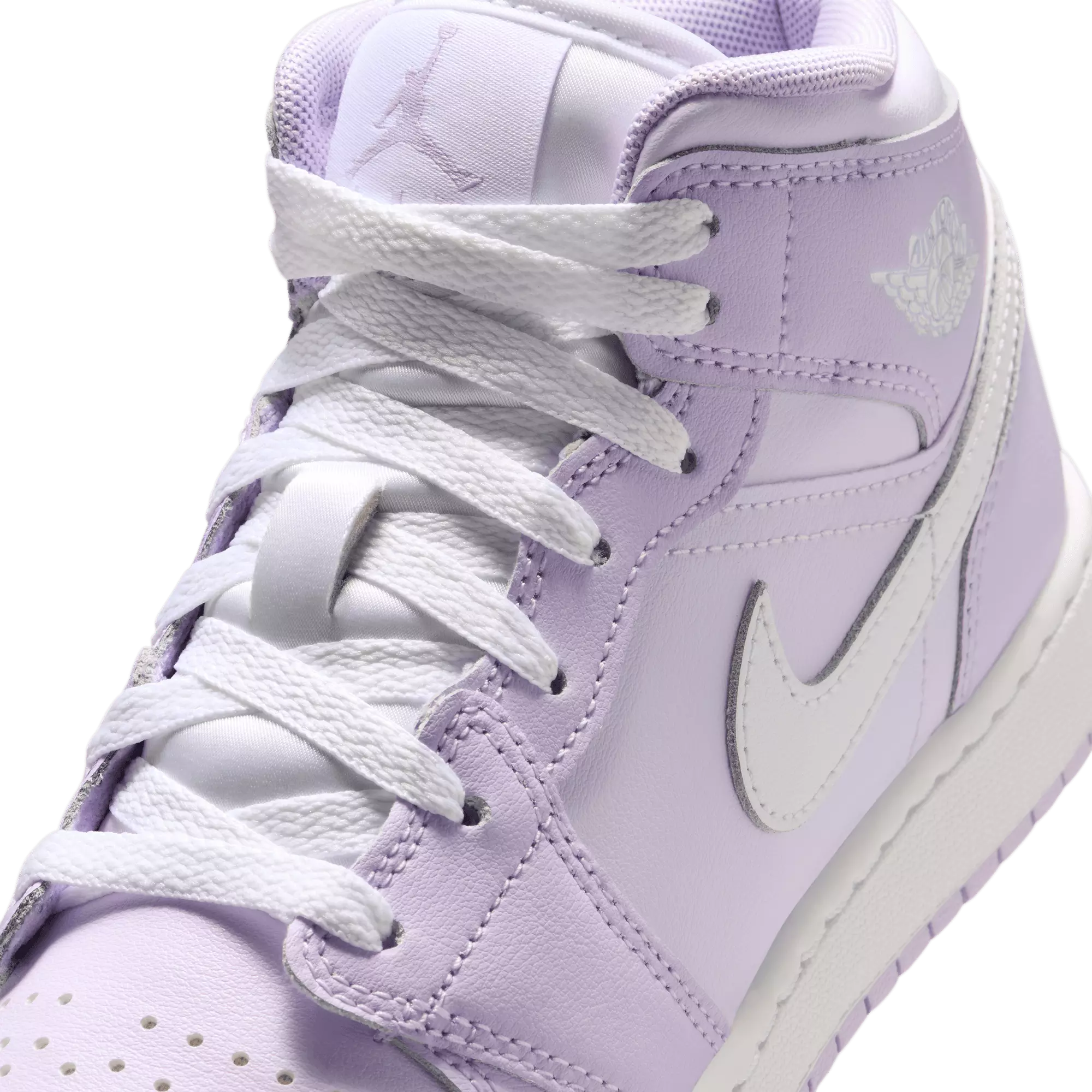 Jordan 1 Mid "Violet Mist/White/Barely Grape" Grade School Girls' Shoe - PURPLE/WHITE