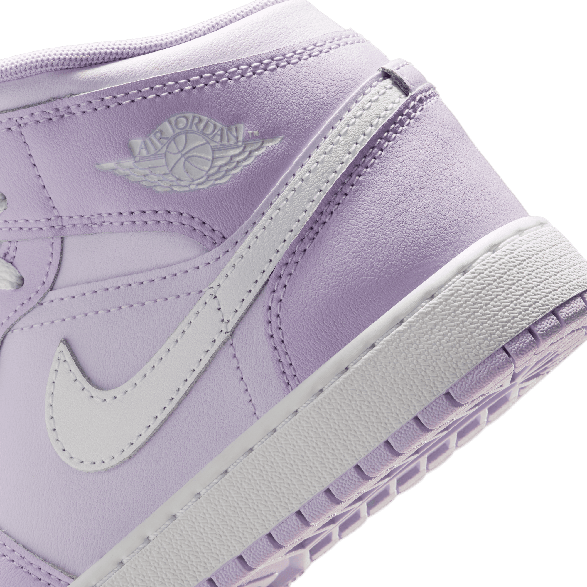 Jordan 1 Mid "Violet Mist/White/Barely Grape" Grade School Girls' Shoe - PURPLE/WHITE Thumbnail View 11