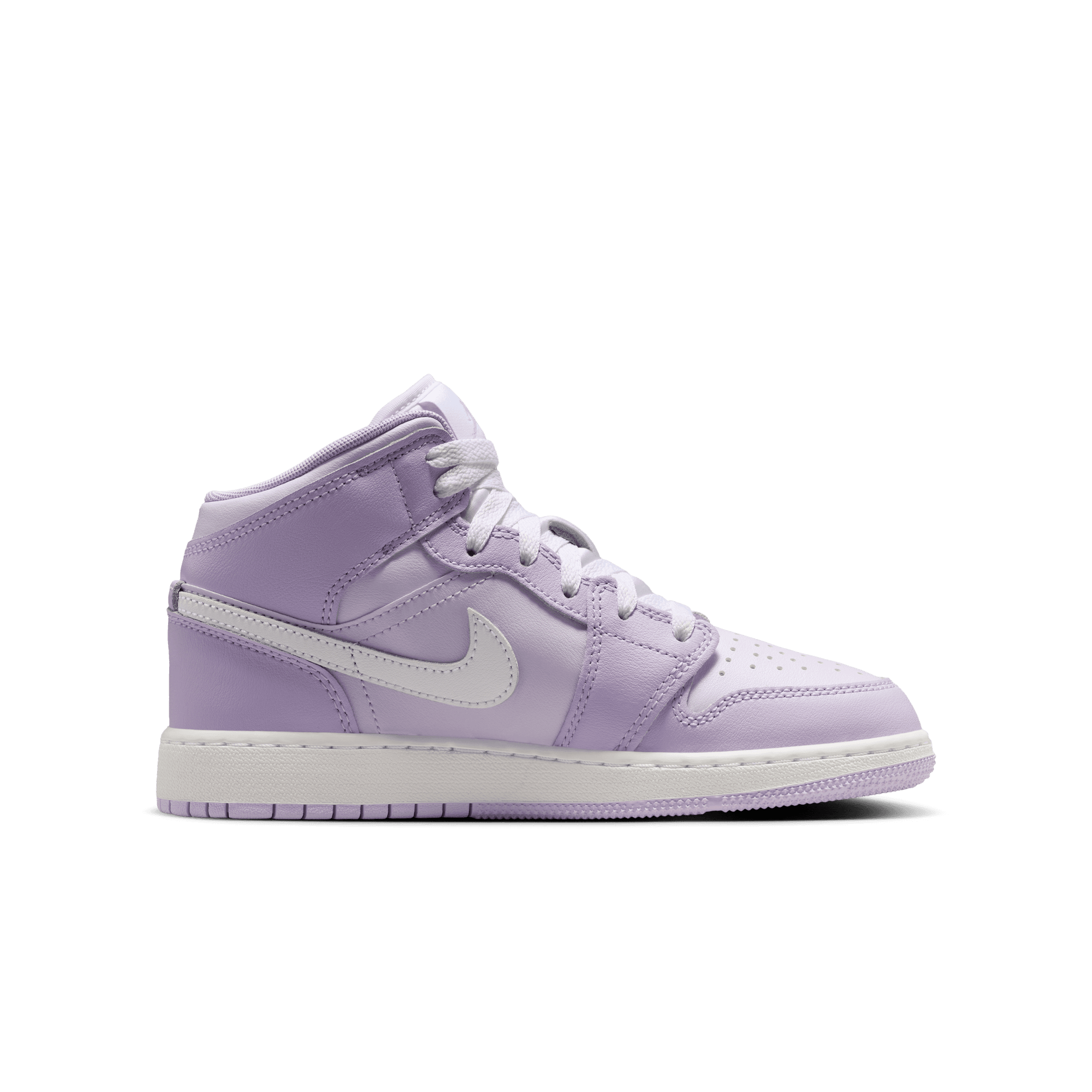 Jordan 1 Mid "Violet Mist/White/Barely Grape" Grade School Girls' Shoe - PURPLE/WHITE Thumbnail View 2