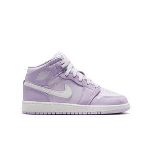 Jordan 1 Mid "Violet Mist/White/Barely Grape" Grade School Girls' Shoe
