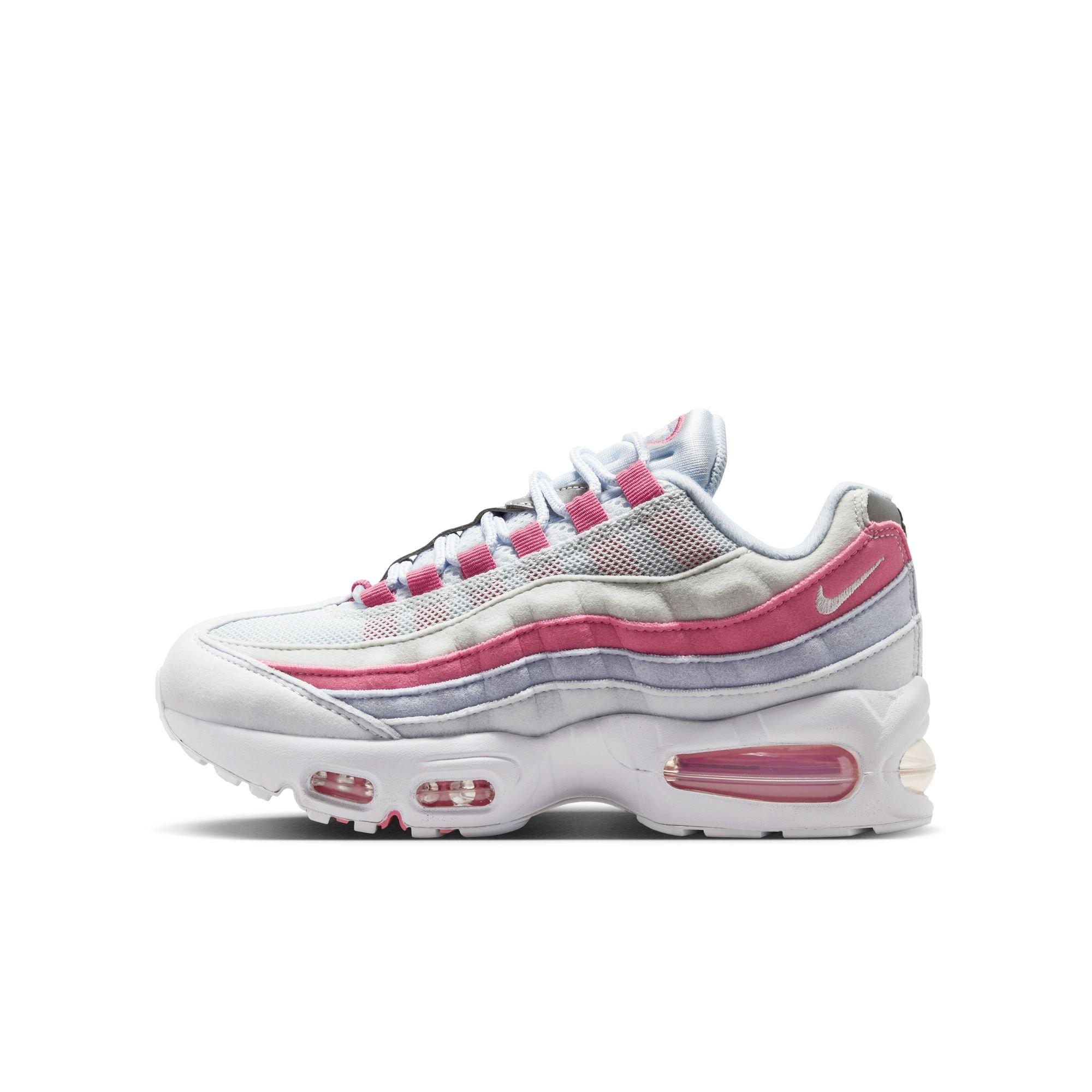 Nike Air Max 95 Big Bubble "Football Grey/White/Peony Ghost" Grade School Girls' Shoe - PINK/WHITE Thumbnail View 3