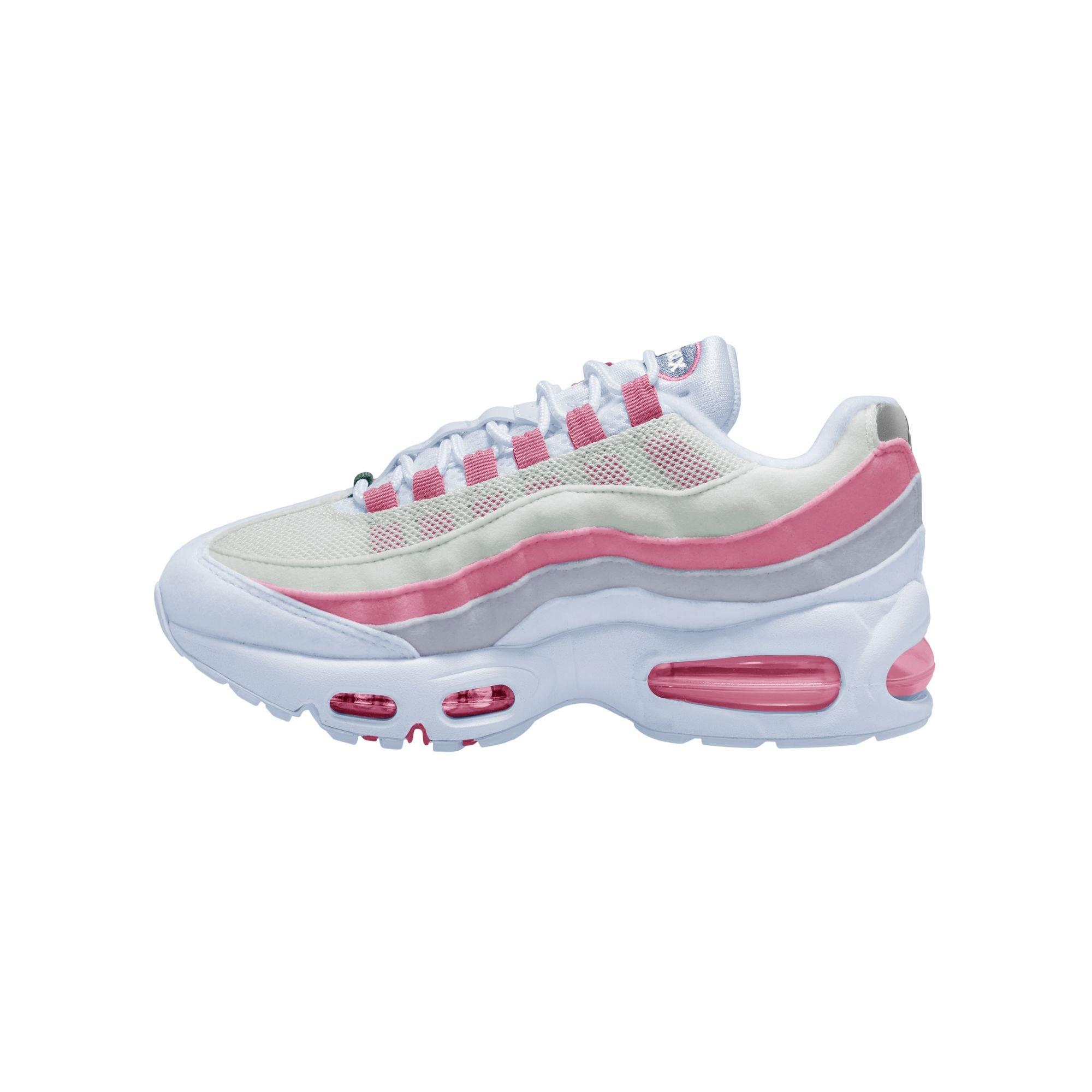 Nike Air Max 95 Big Bubble "Football Grey/White/Peony Ghost" Grade School Girls' Shoe - PINK/WHITE Thumbnail View 4