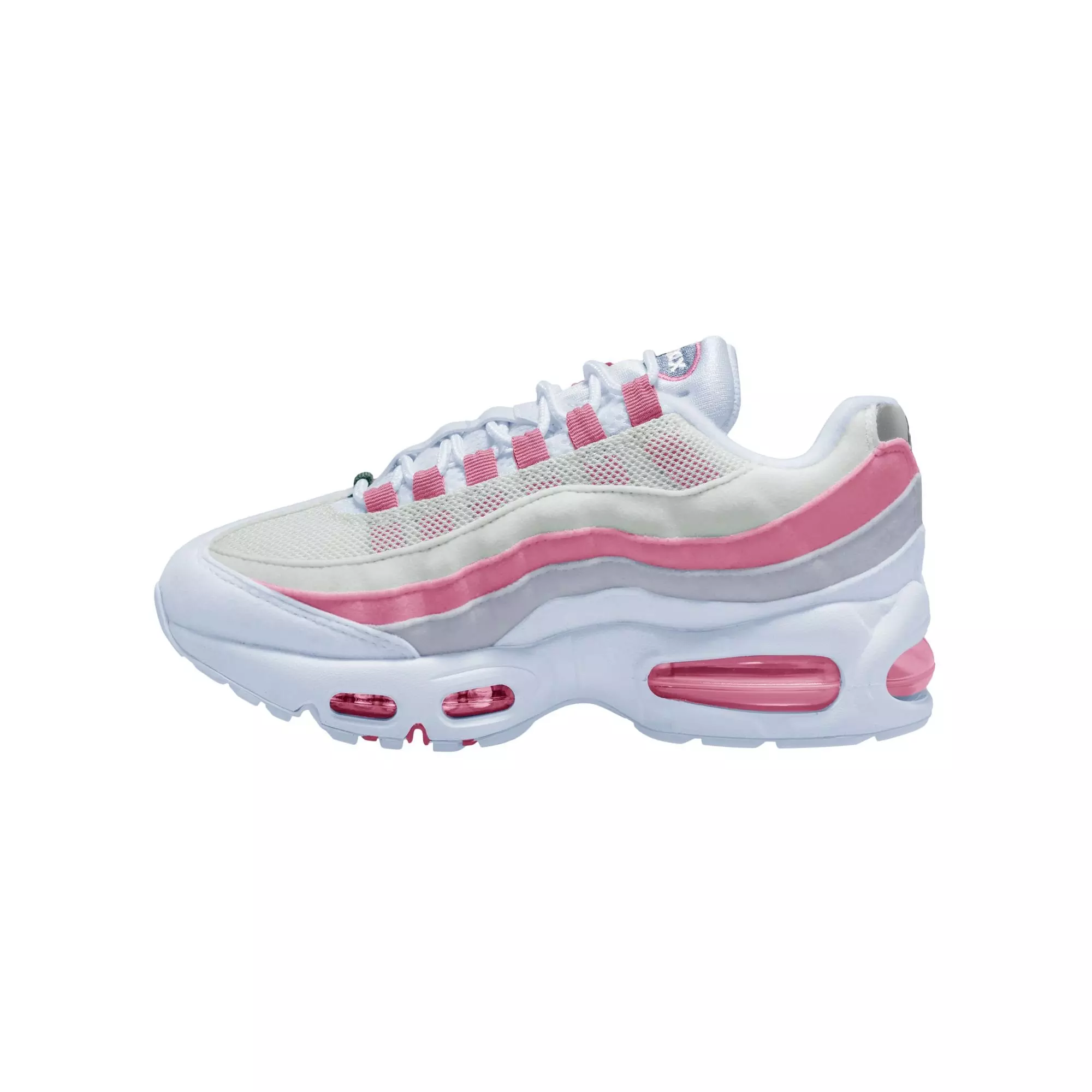 Nike Air Max 95 Big Bubble "Football Grey/White/Peony Ghost" Grade School Girls' Shoe - PINK/WHITE