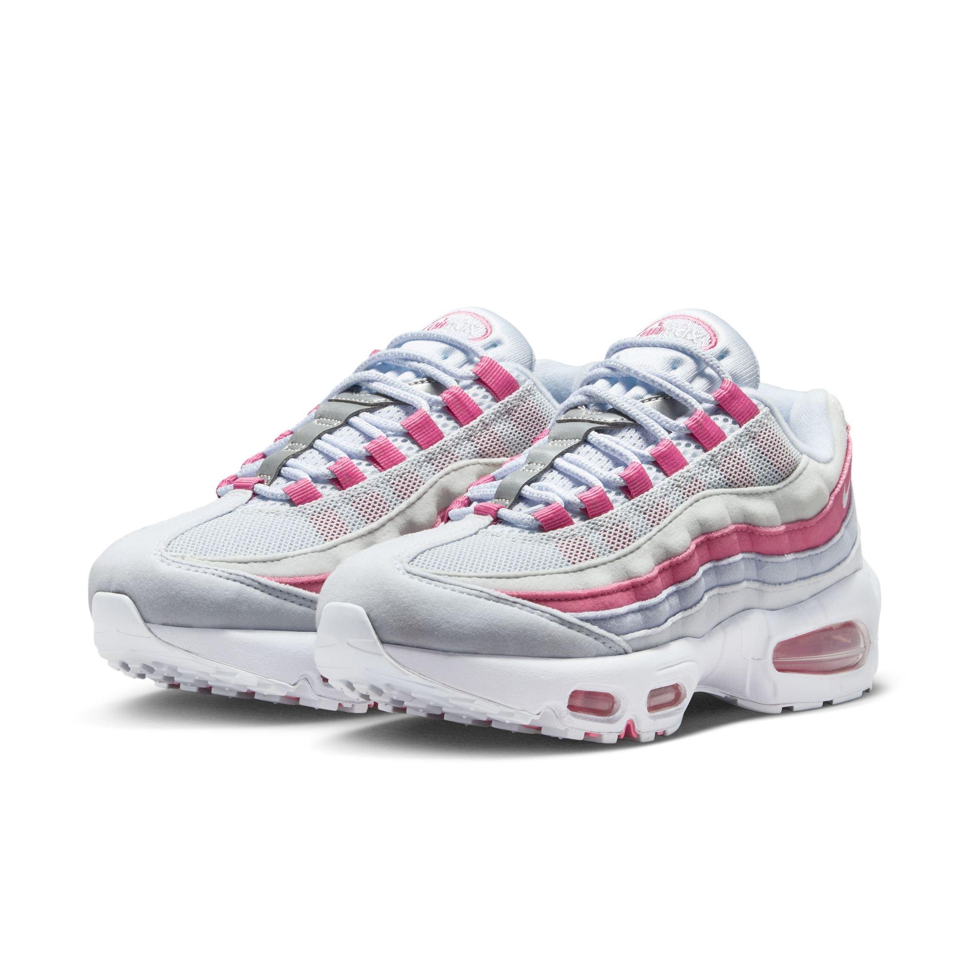 Nike Air Max 95 Big Bubble "Football Grey/White/Peony Ghost" Grade School Girls' Shoe - PINK/WHITE Thumbnail View 5