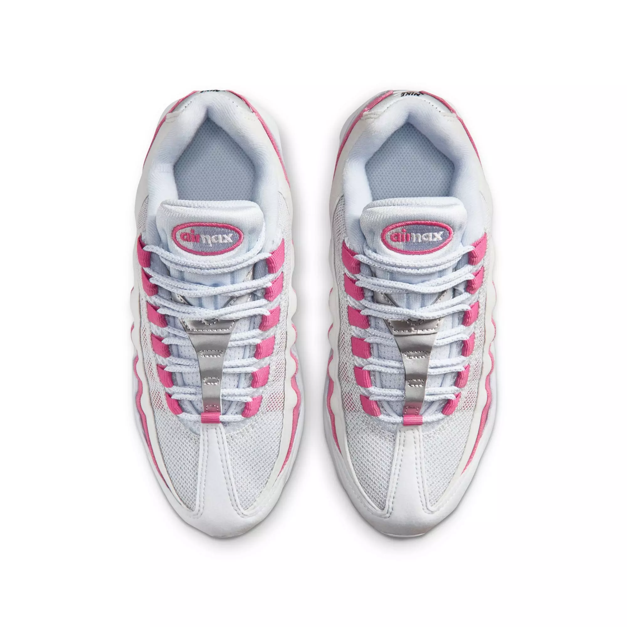 Nike Air Max 95 Big Bubble "Football Grey/White/Peony Ghost" Grade School Girls' Shoe - PINK/WHITE