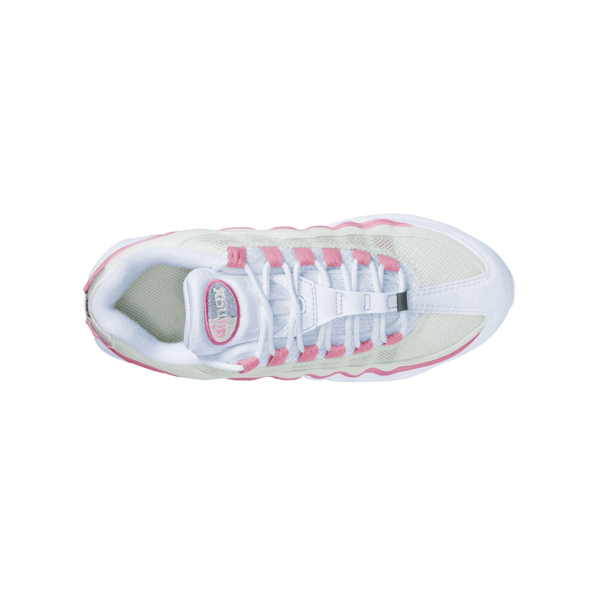Nike Air Max 95 Big Bubble "Football Grey/White/Peony Ghost" Grade School Girls' Shoe - PINK/WHITE Thumbnail View 8