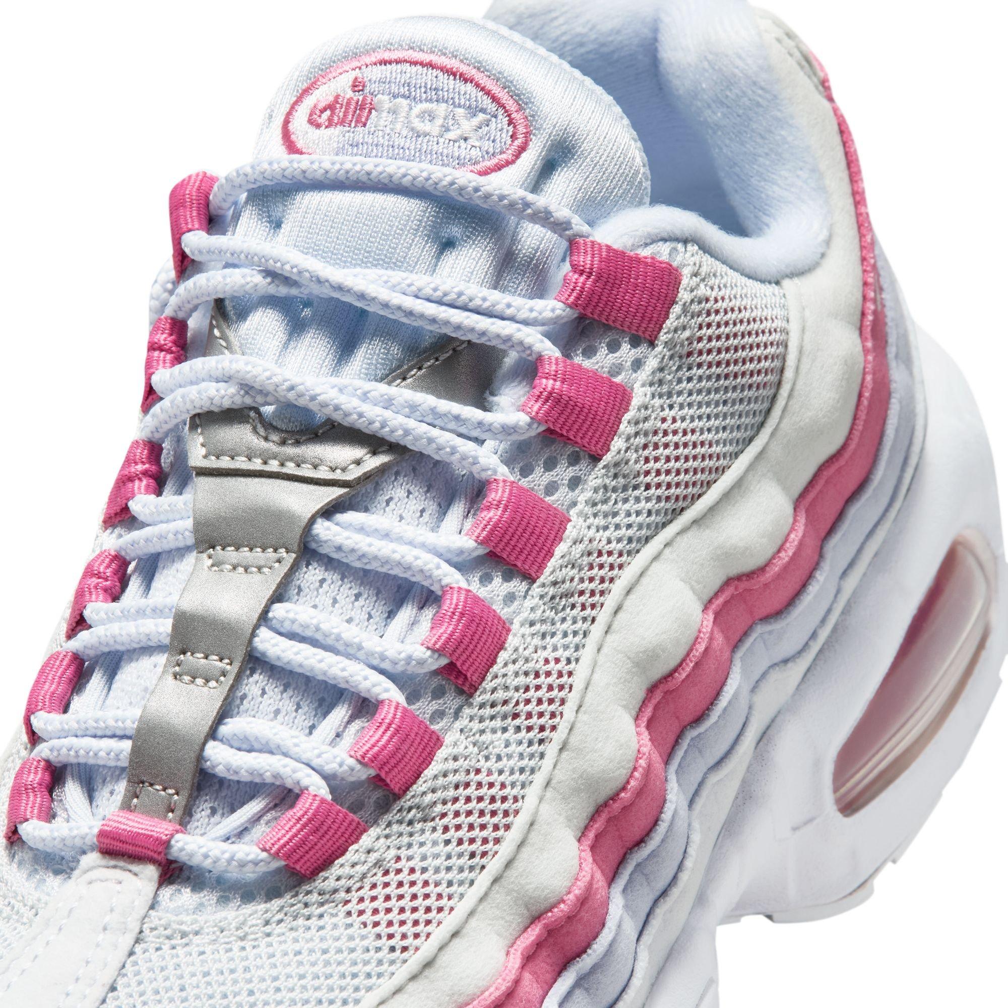 Nike Air Max 95 Big Bubble "Football Grey/White/Peony Ghost" Grade School Girls' Shoe - PINK/WHITE Thumbnail View 10