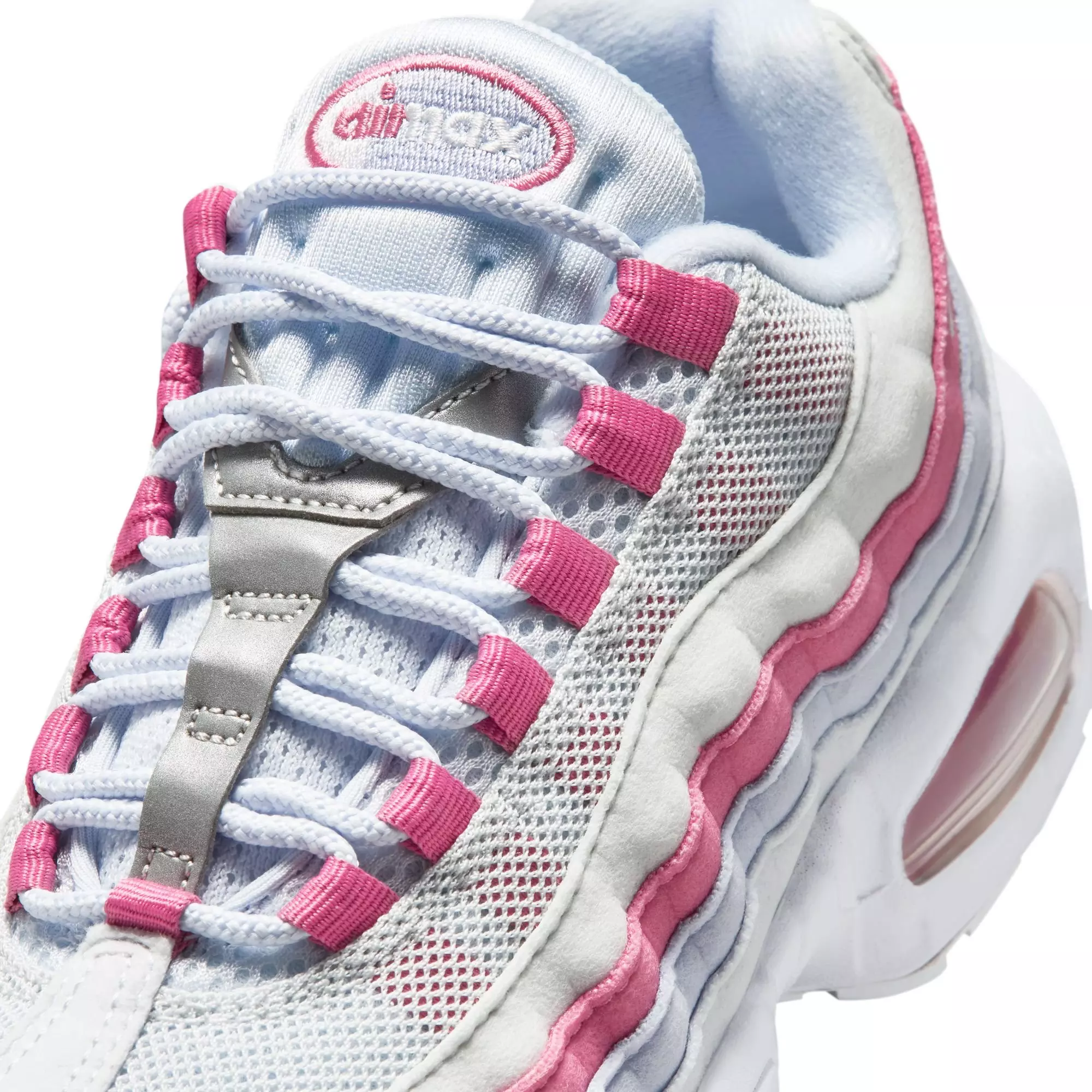 Nike Air Max 95 Big Bubble "Football Grey/White/Peony Ghost" Grade School Girls' Shoe - PINK/WHITE