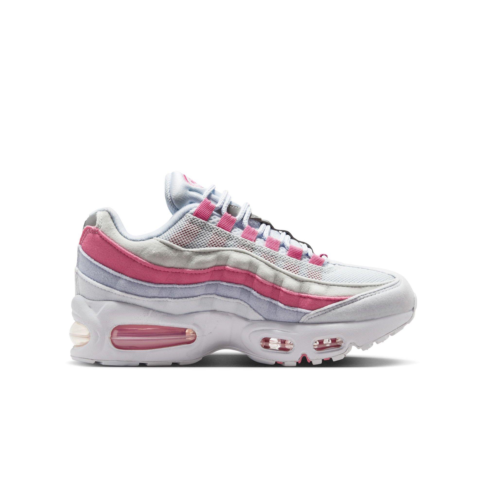 Nike Air Max 95 Big Bubble "Football Grey/White/Peony Ghost" Grade School Girls' Shoe - PINK/WHITE Thumbnail View 2