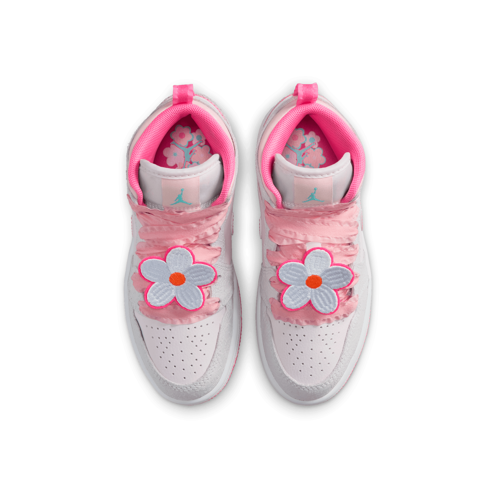 Jordan 1 Mid SE "Vast Grey/Pink Glow/Sail/Pink Bloom" Preschool Girls' Shoe - PINK/GREY Thumbnail View 6