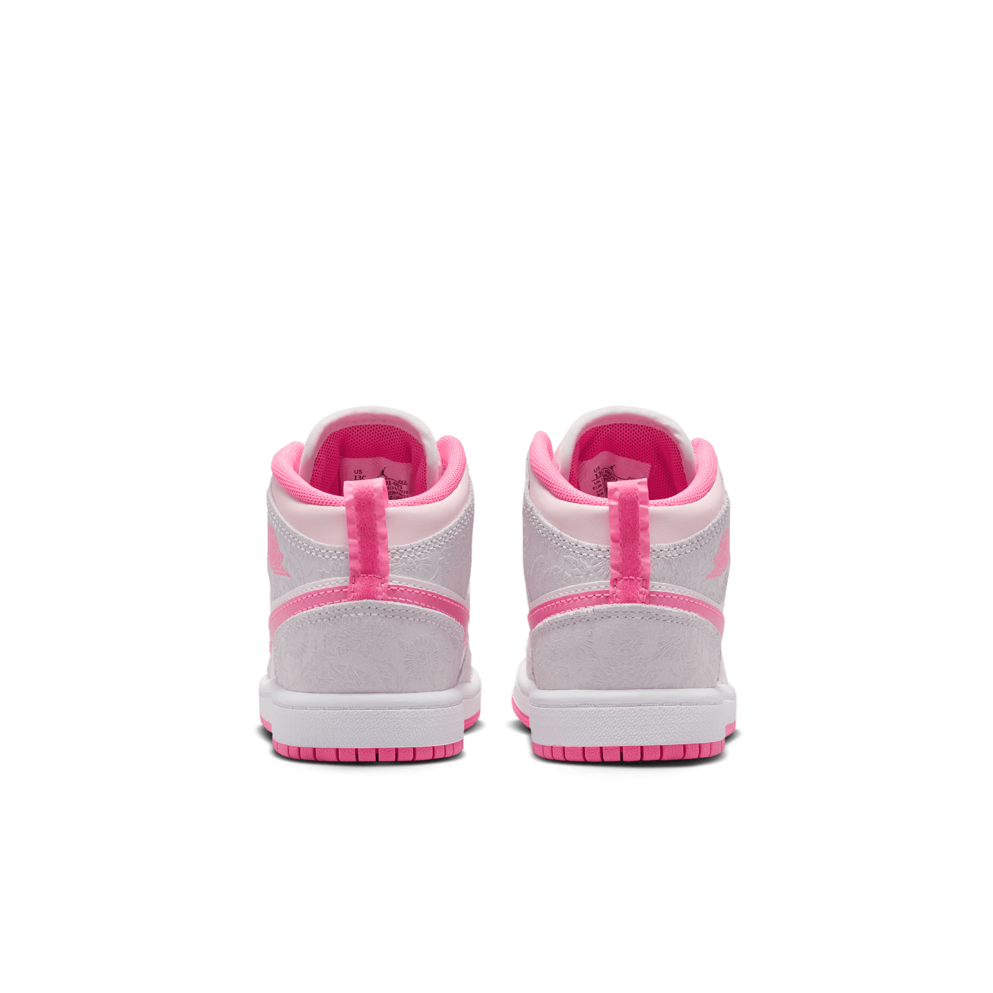 Jordan 1 Mid SE "Vast Grey/Pink Glow/Sail" Preschool Girls' Shoe - PINK/GREY Thumbnail View 7