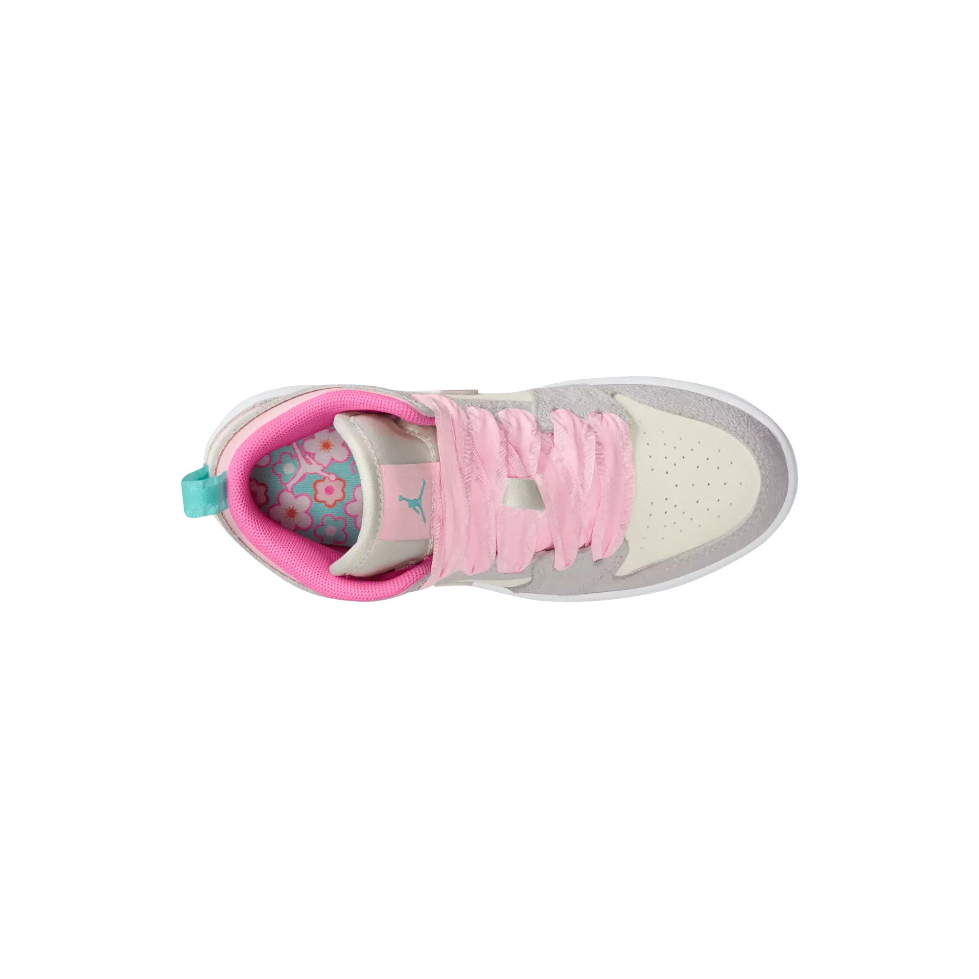Jordan 1 Mid SE "Vast Grey/Pink Glow/Sail/Pink Bloom" Preschool Girls' Shoe - PINK/GREY
