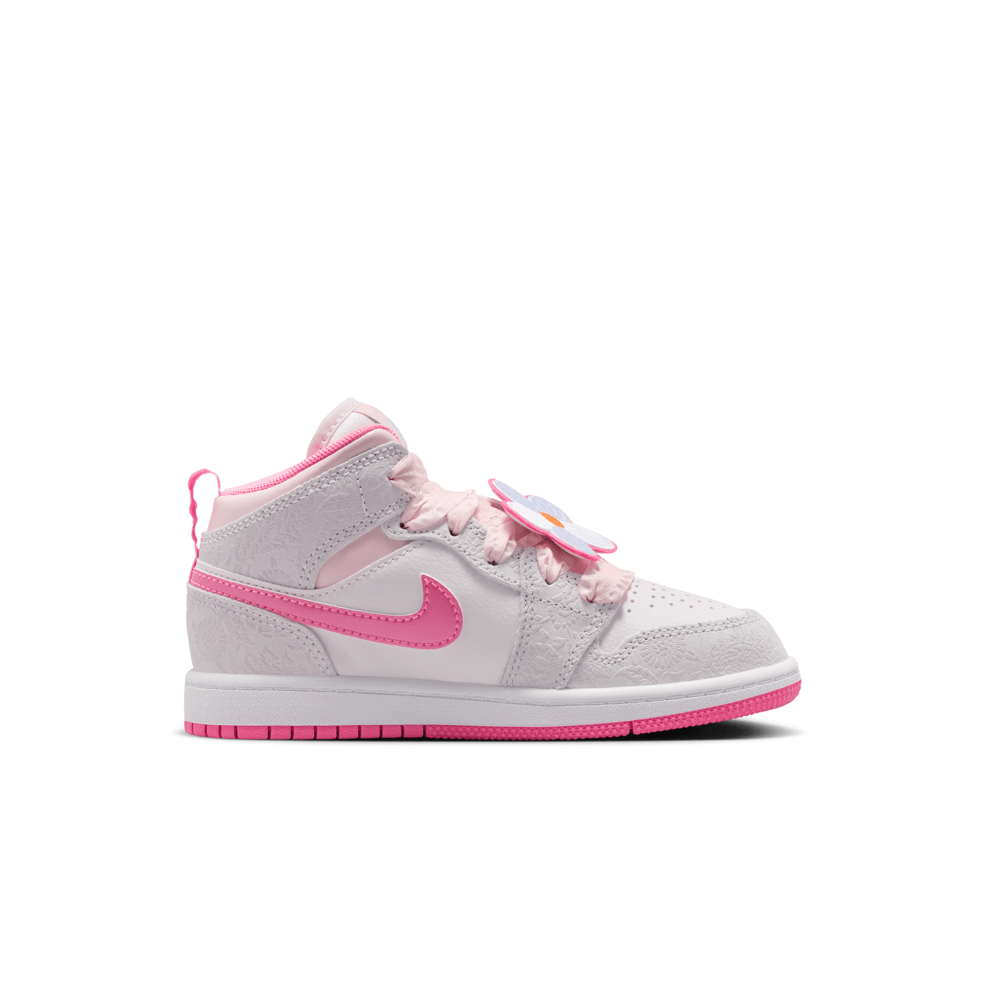 Jordan 1 Mid SE Preschool Girls' "Vast Grey/Pink Glow/Sail" Shoe