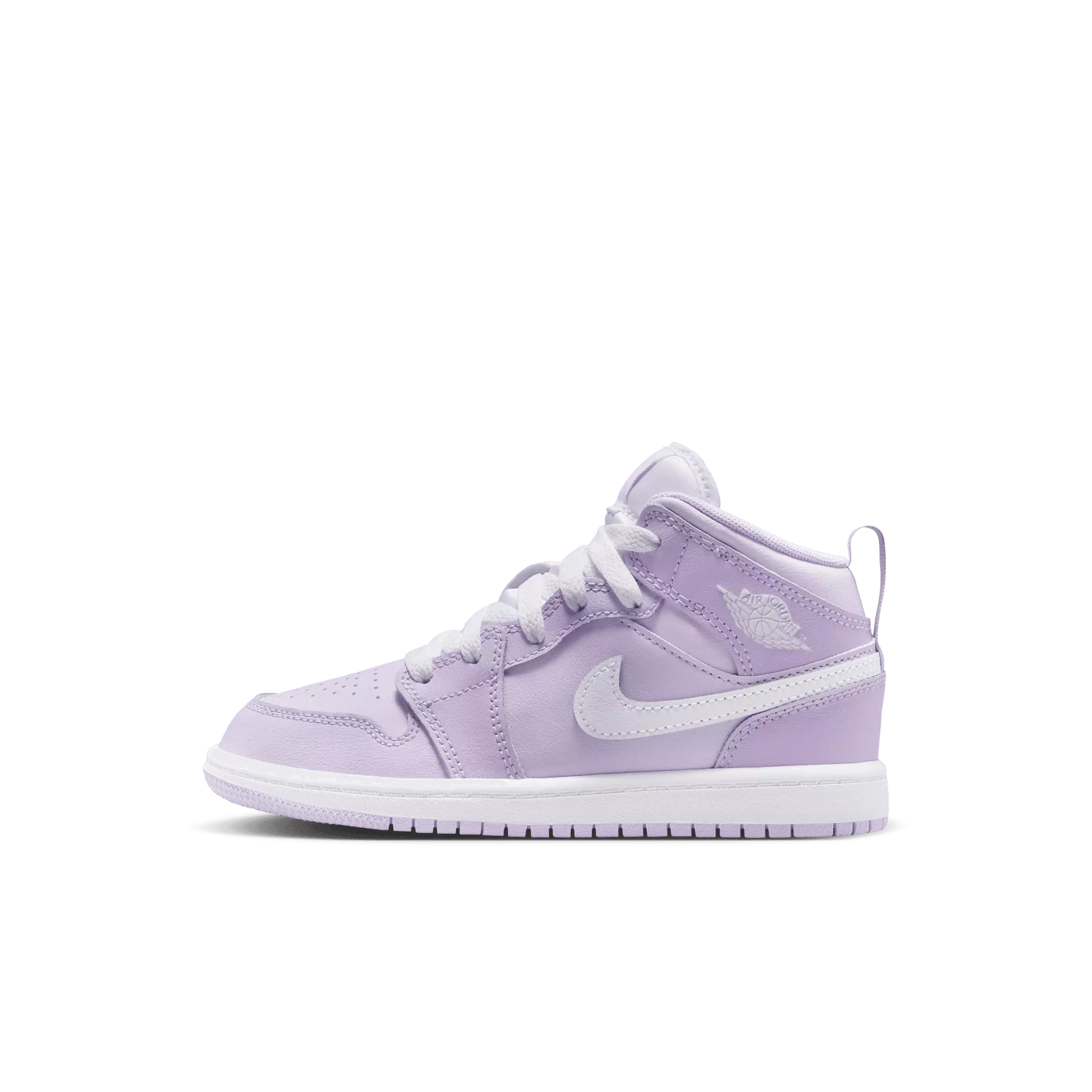 Jordan 1 Mid "Violet Mist/White/Barely Grape" Preschool Girls' Shoe - PURPLE/WHITE