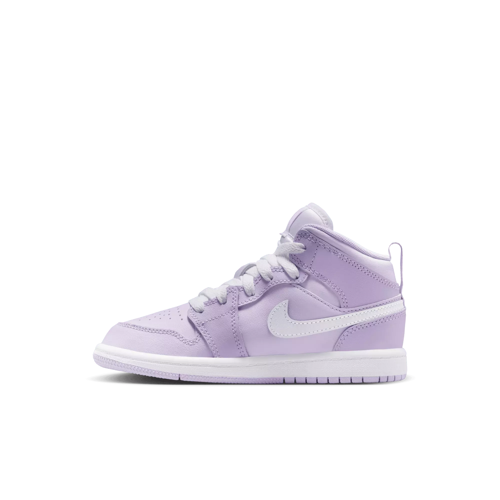 Jordan 1 Mid "Violet Mist/White/Barely Grape" Preschool Girls' Shoe - PURPLE/WHITE