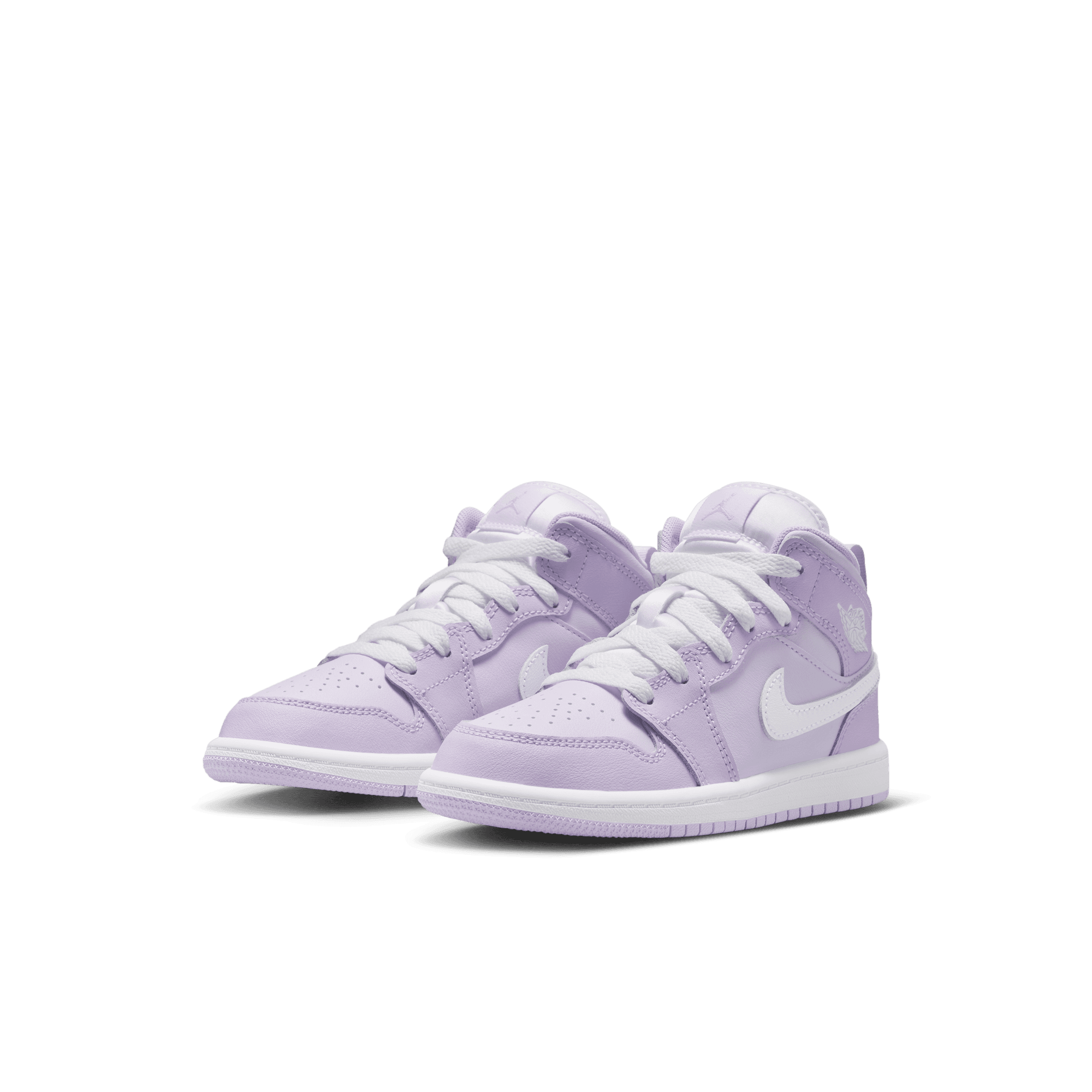 Jordan 1 Mid "Violet Mist/White/Barely Grape" Preschool Girls' Shoe - PURPLE/WHITE Thumbnail View 5