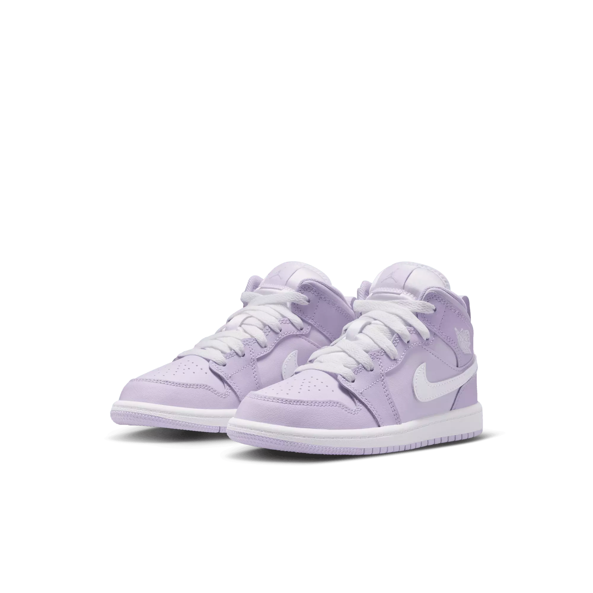 Jordan 1 Mid "Violet Mist/White/Barely Grape" Preschool Girls' Shoe - PURPLE/WHITE