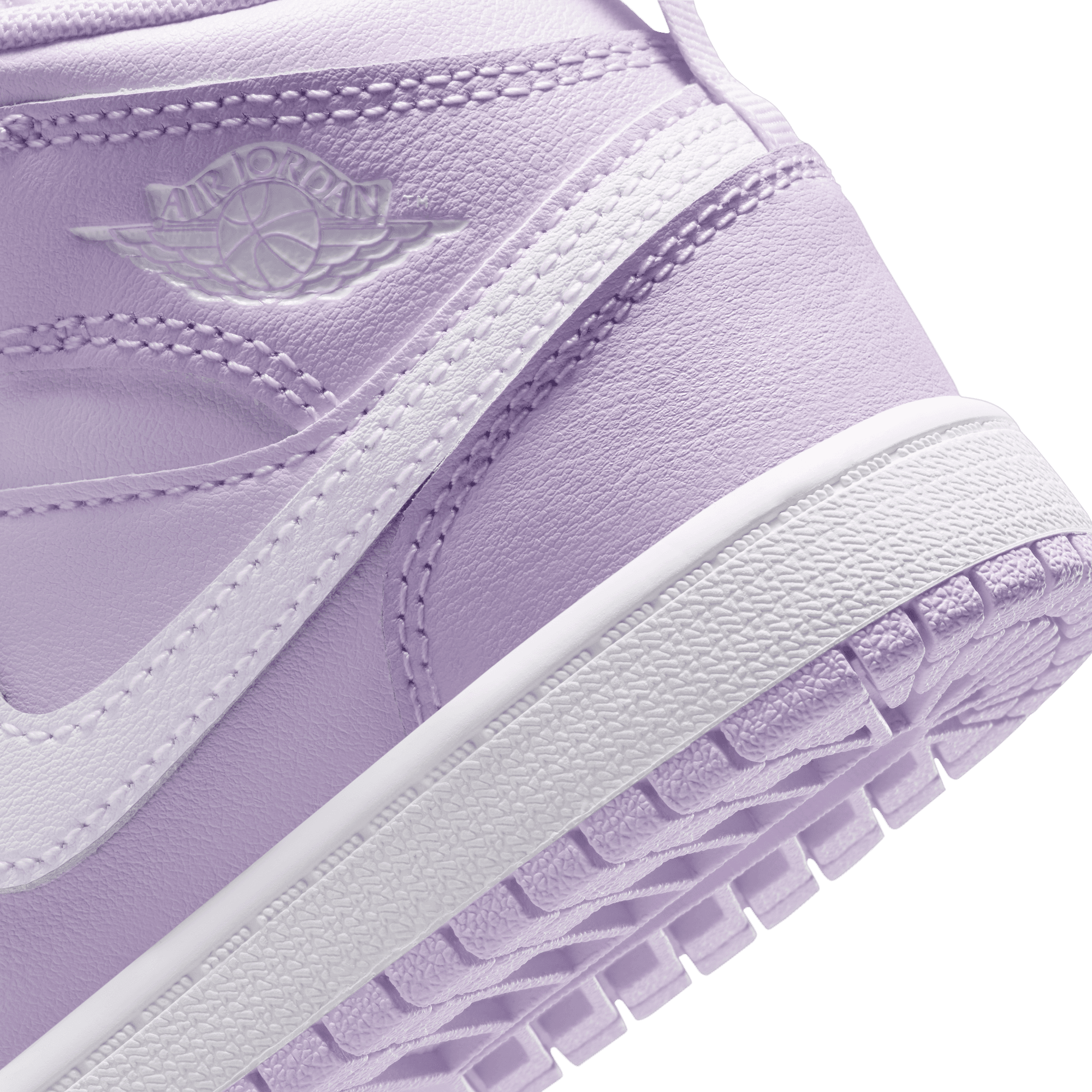 Jordan 1 Mid "Violet Mist/White/Barely Grape" Preschool Girls' Shoe - PURPLE/WHITE Thumbnail View 11
