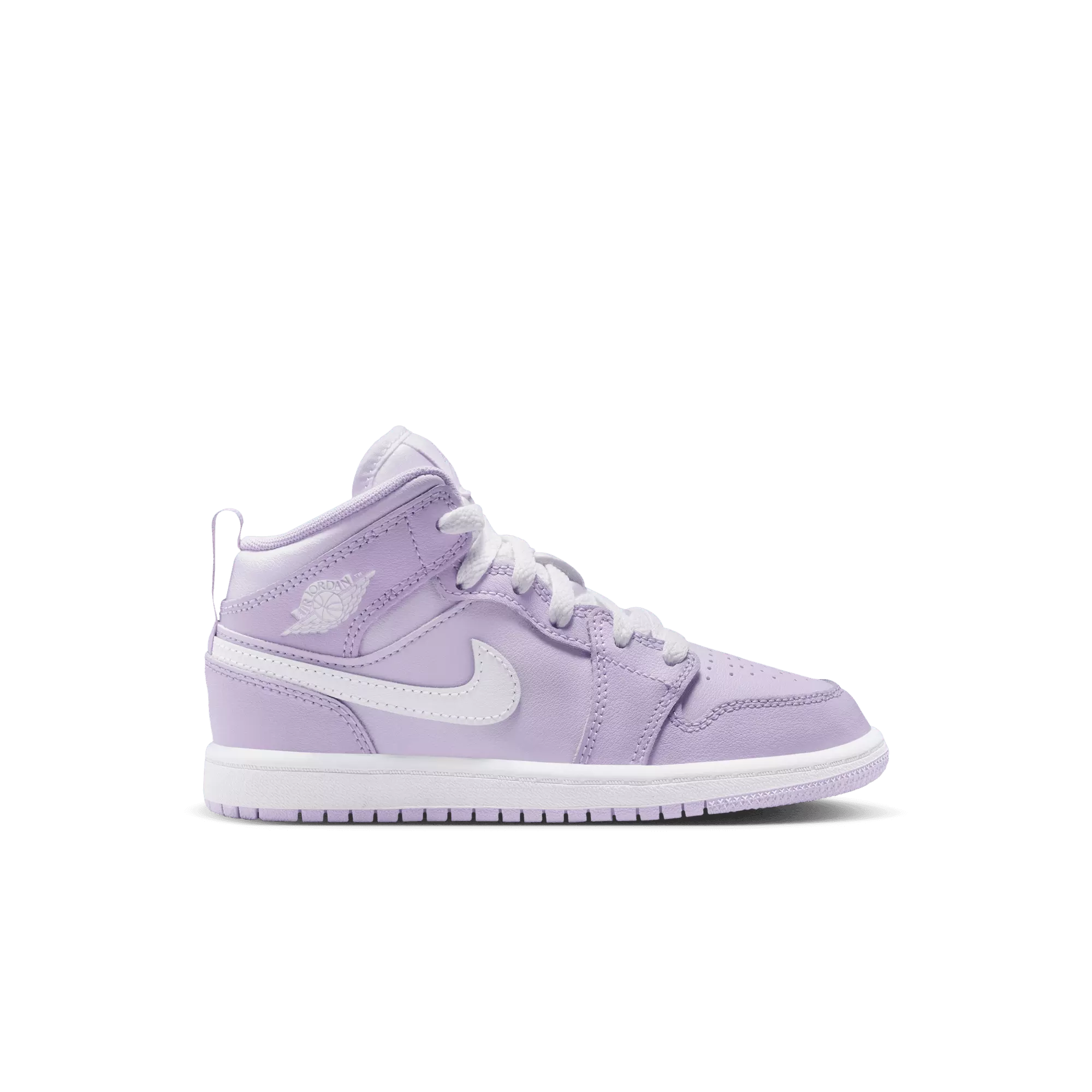 Jordan 1 Mid "Violet Mist/White/Barely Grape" Preschool Girls' Shoe - PURPLE/WHITE