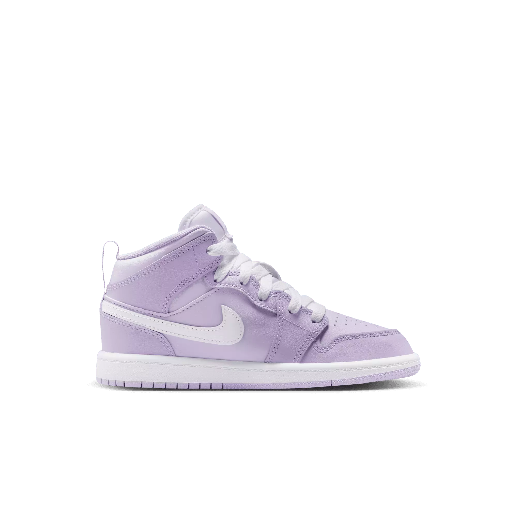Jordan 1 Mid "Violet Mist/White/Barely Grape" Preschool Girls' Shoe - PURPLE/WHITE