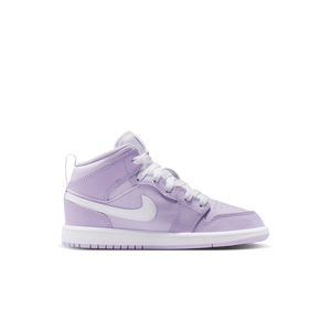 Jordan 1 Mid "Violet Mist/White/Barely Grape" Preschool Girls' Shoe