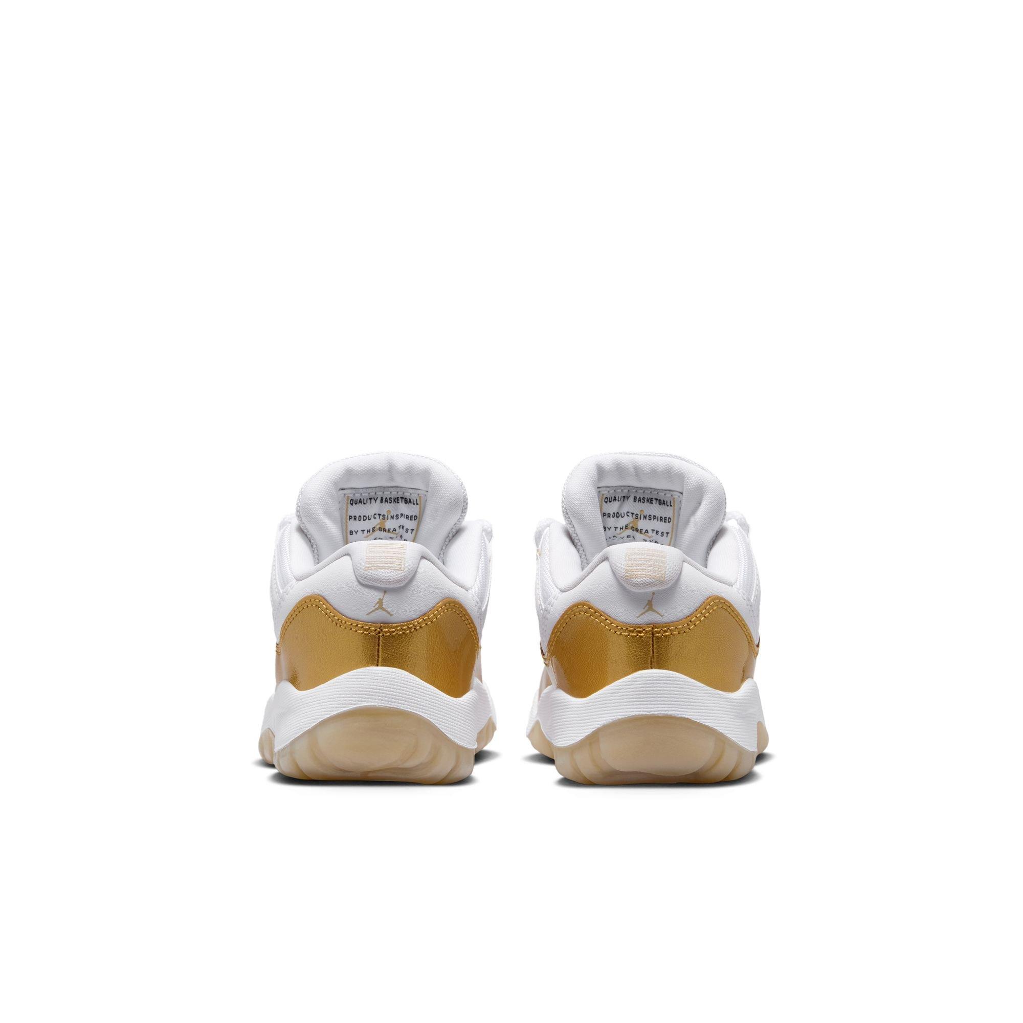 Jordan 11 Retro Low &ldquo;Mother's Day&rdquo; Preschool Girls' Shoe - WHITE/METALLIC GOLD Thumbnail View 9