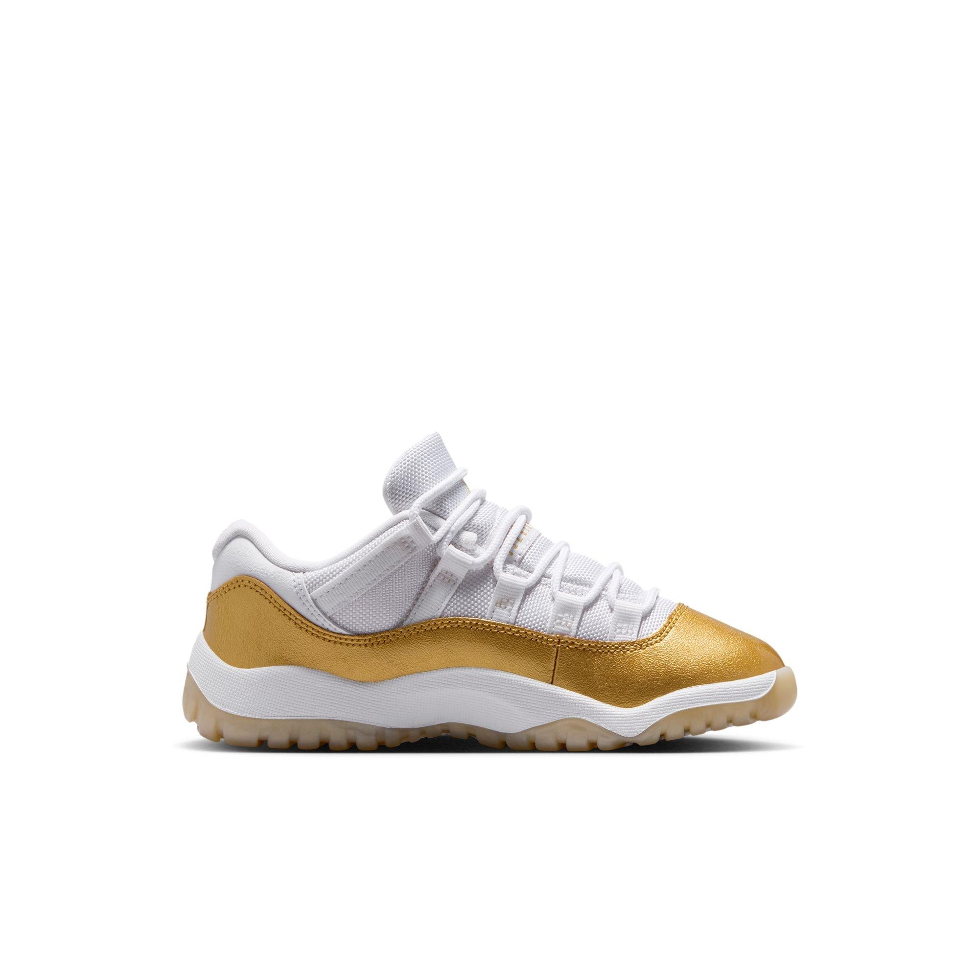 Jordan 11 Retro Low &ldquo;Mother's Day&rdquo; Preschool Girls' Shoe - WHITE/METALLIC GOLD Thumbnail View 3