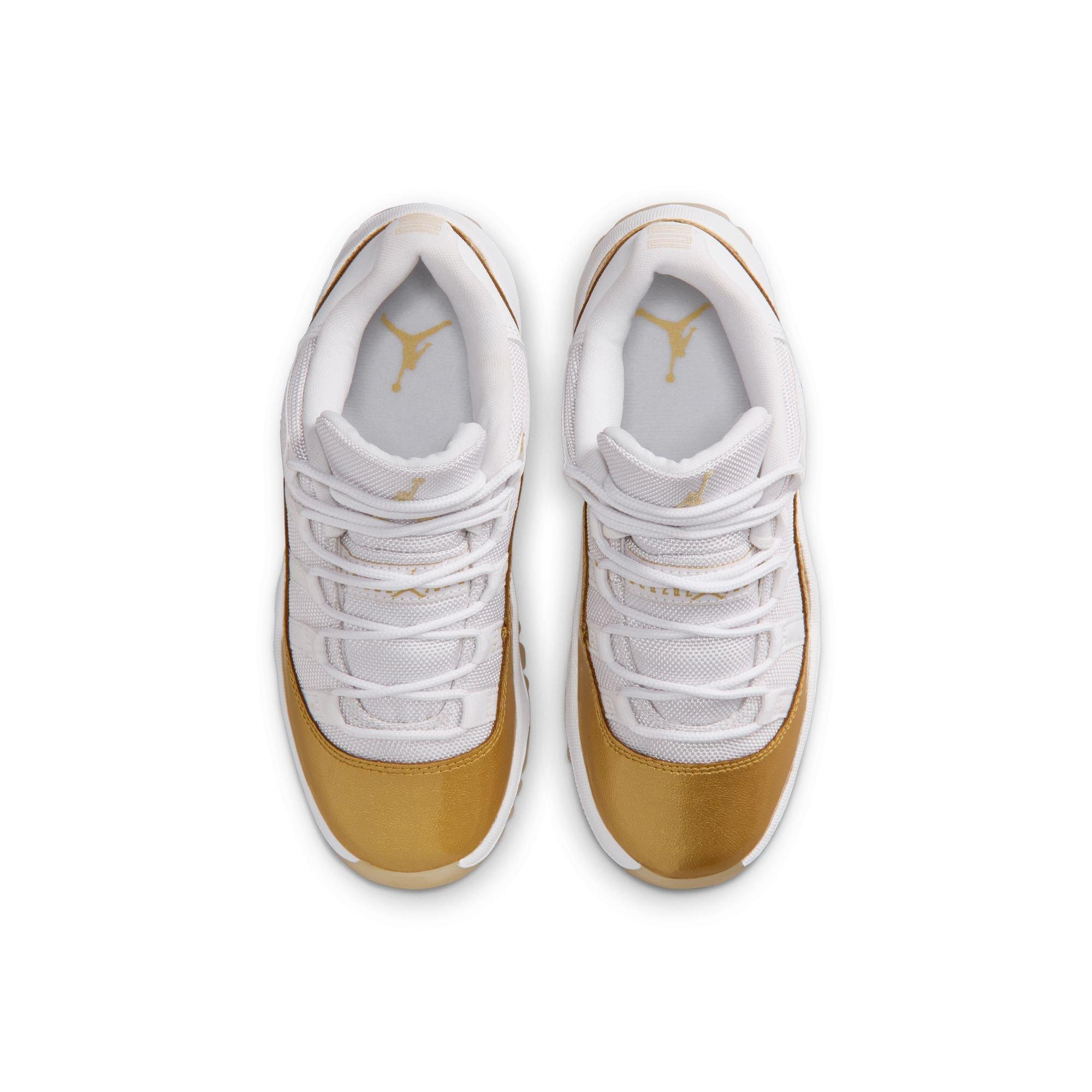 Jordan 11 Retro Low &ldquo;Mother's Day&rdquo; Preschool Girls' Shoe - WHITE/METALLIC GOLD Thumbnail View 10