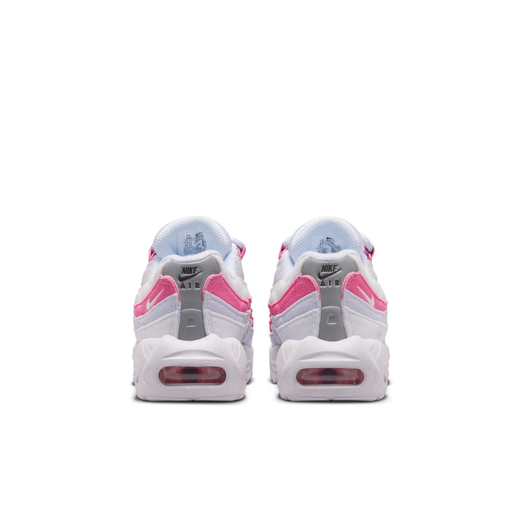 Nike Air Max 95 "Football Grey/White/Peony/Ghost" Preschool Girls' Shoe - PINK/WHITE Thumbnail View 7
