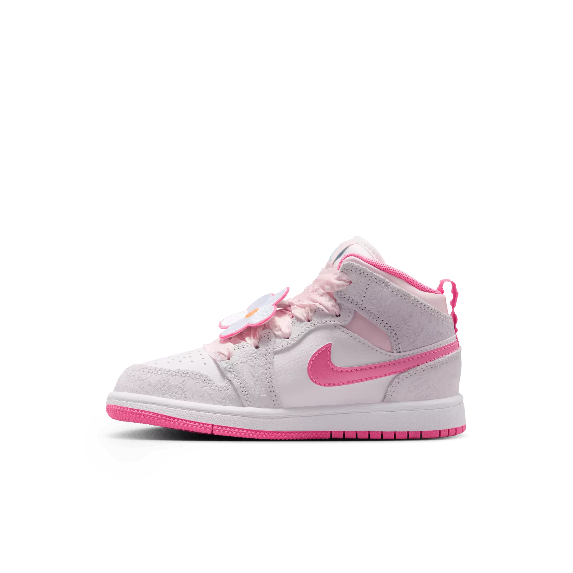 Jordan 1 Mid SE "Vast Grey/Pink Glow/Sail" Toddler Girls' Shoe - PINK/GREY