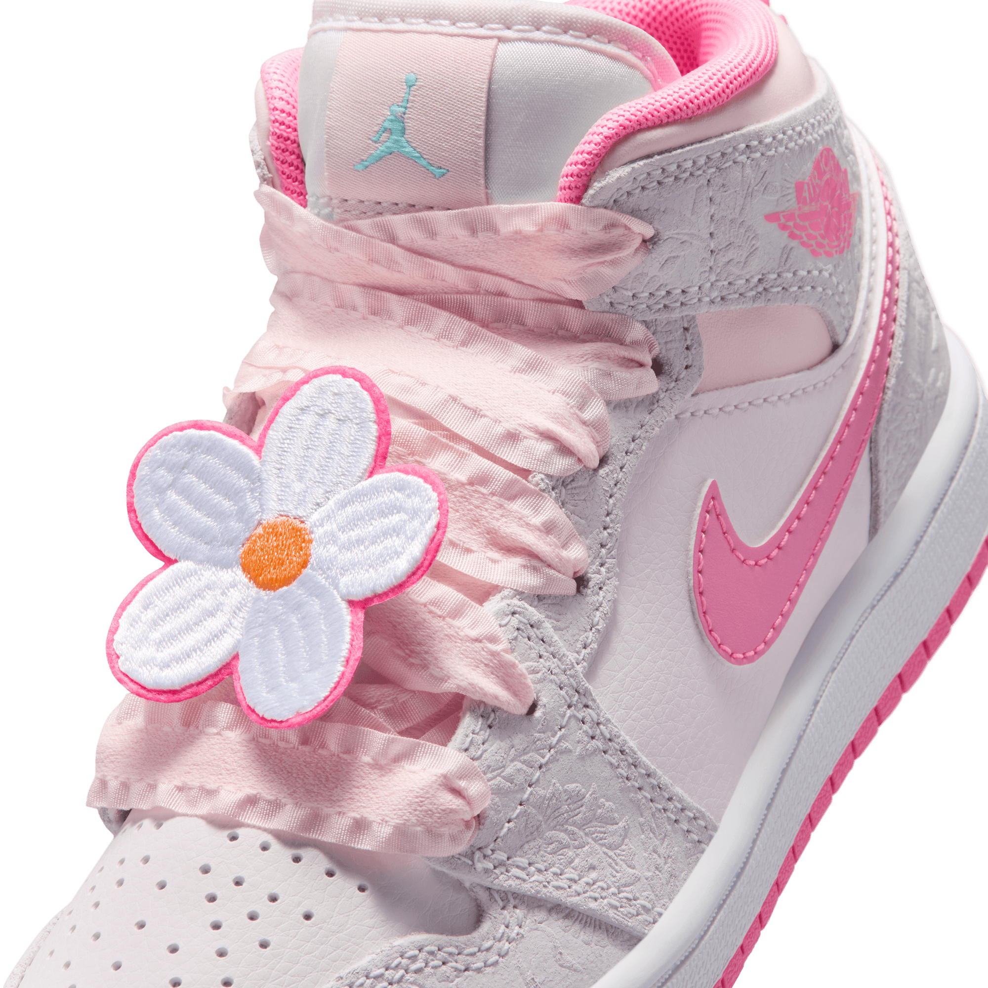 Jordan 1 Mid SE "Vast Grey/Pink Glow/Pearl Pink" Toddler Girls' Shoe - PINK/GREY Thumbnail View 10