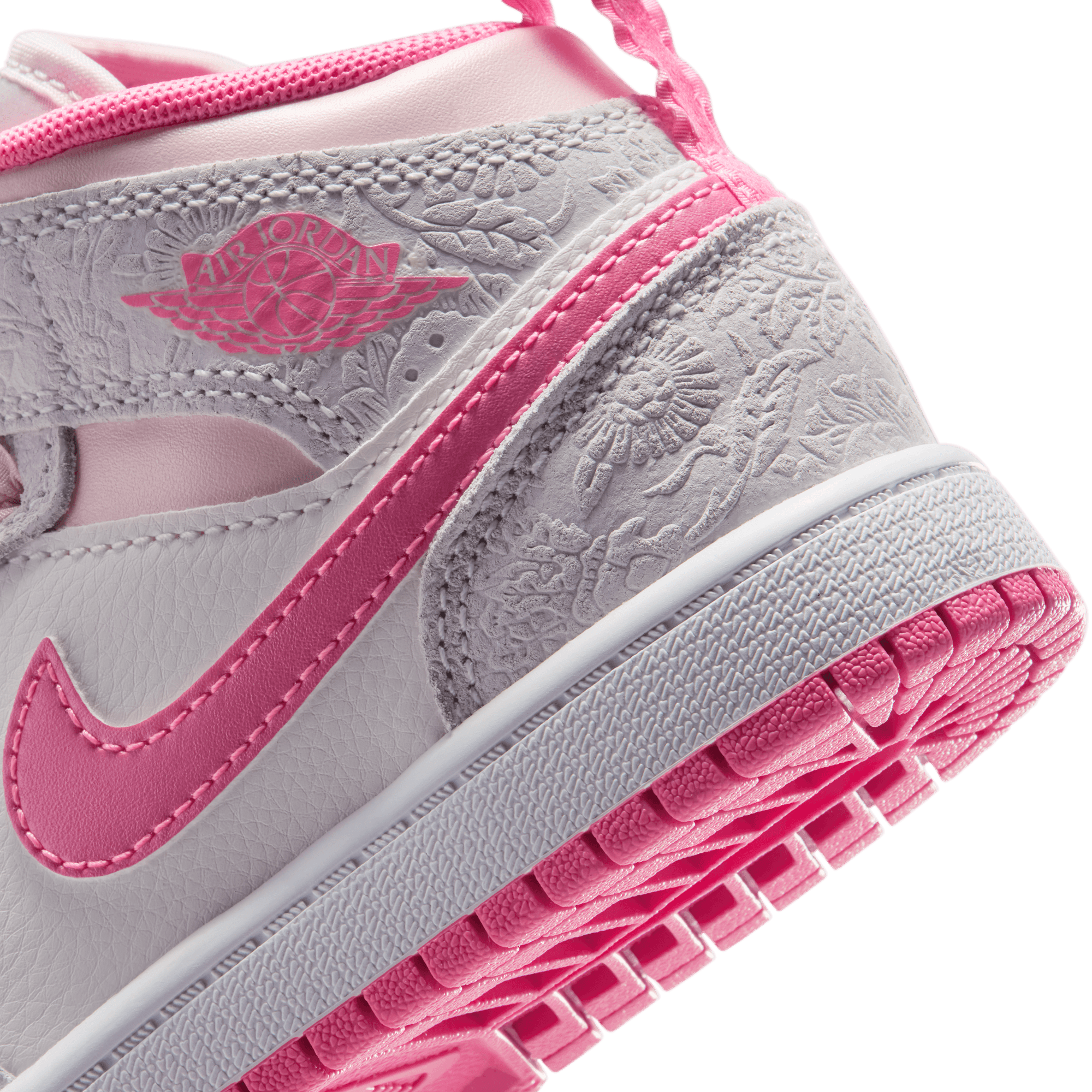 Jordan 1 Mid SE "Vast Grey/Pink Glow/Pearl Pink" Toddler Girls' Shoe - PINK/GREY Thumbnail View 11