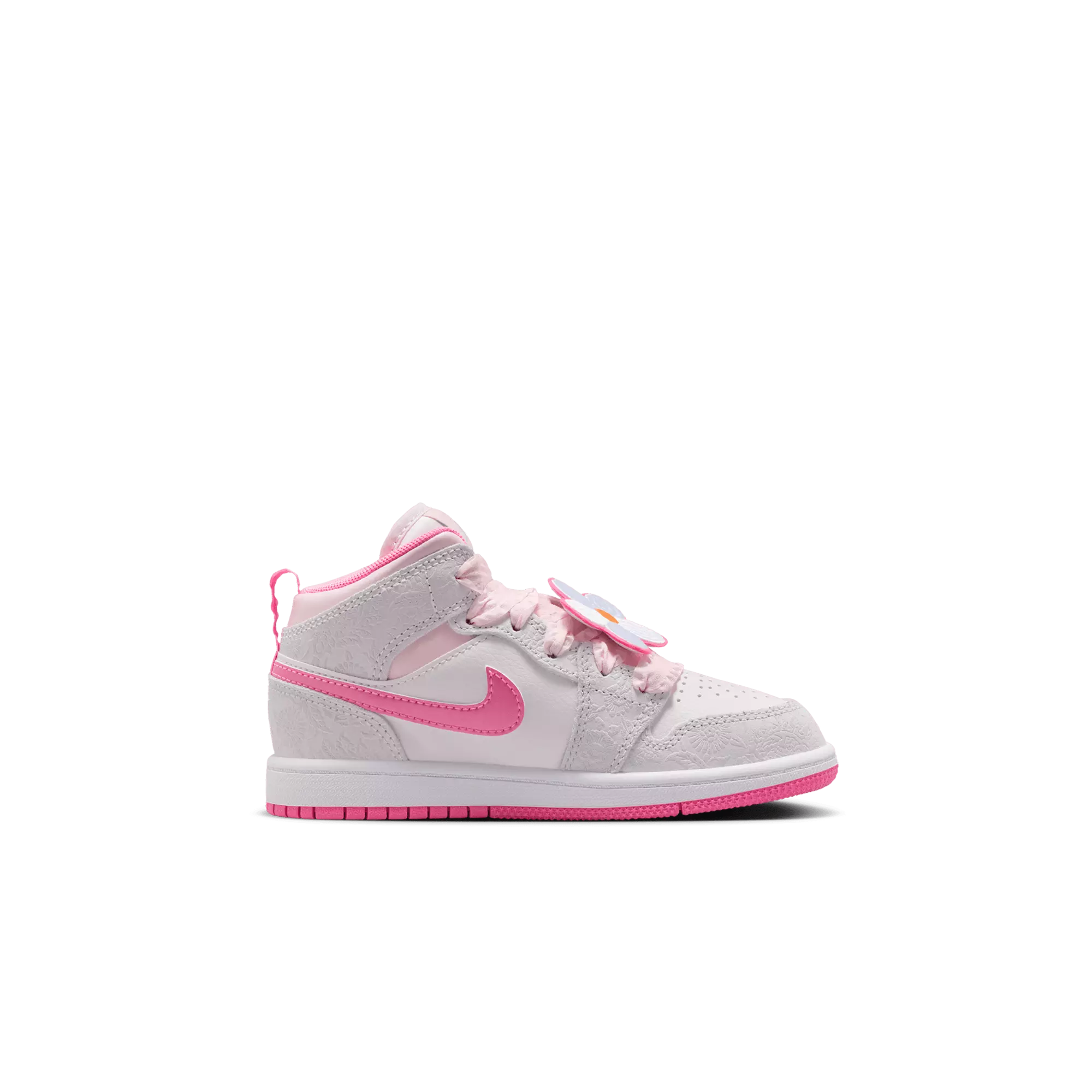 Jordan 1 Mid SE "Vast Grey/Pink Glow/Sail" Toddler Girls' Shoe - PINK/GREY