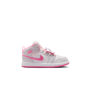 Jordan 1 Mid SE "Vast Grey/Pink Glow/Pearl Pink" Toddler Girls' Shoe