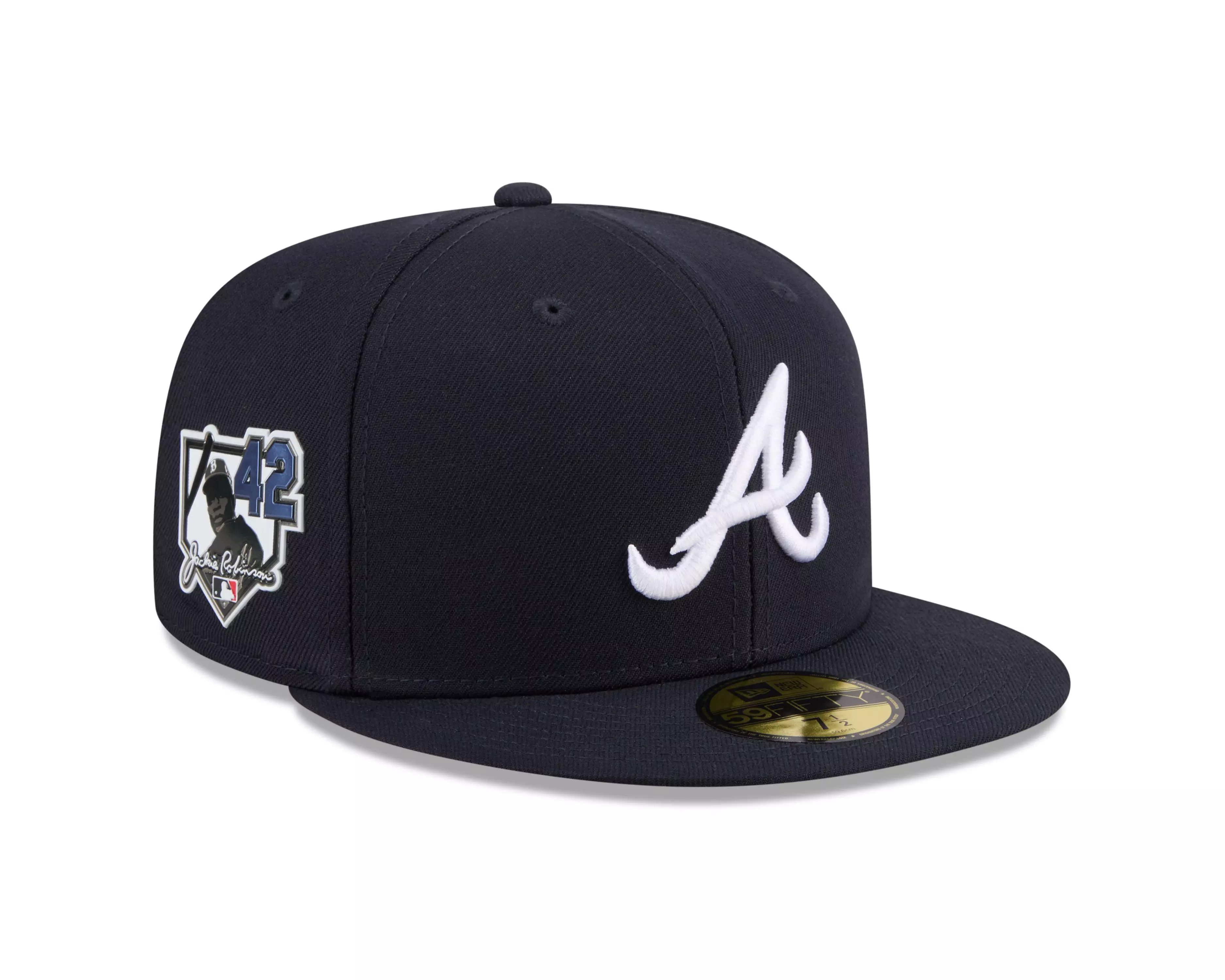 New Era Atlanta Braves 59FIFTY Jackie Robinson Fitted Hat-Navy - NAVY
