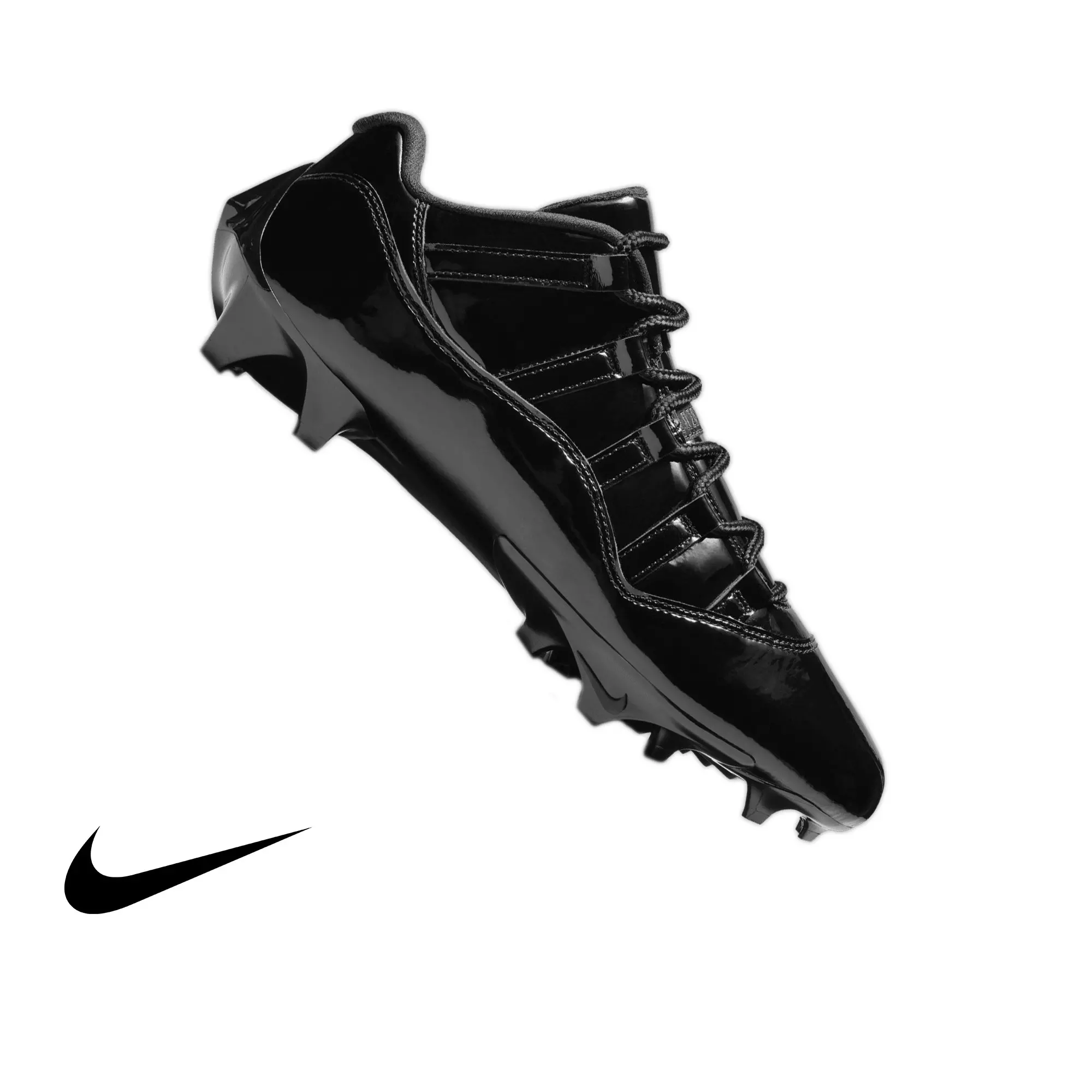 Jordan 11 Low TD "Patent Black" Men's Football Cleat - BLACK