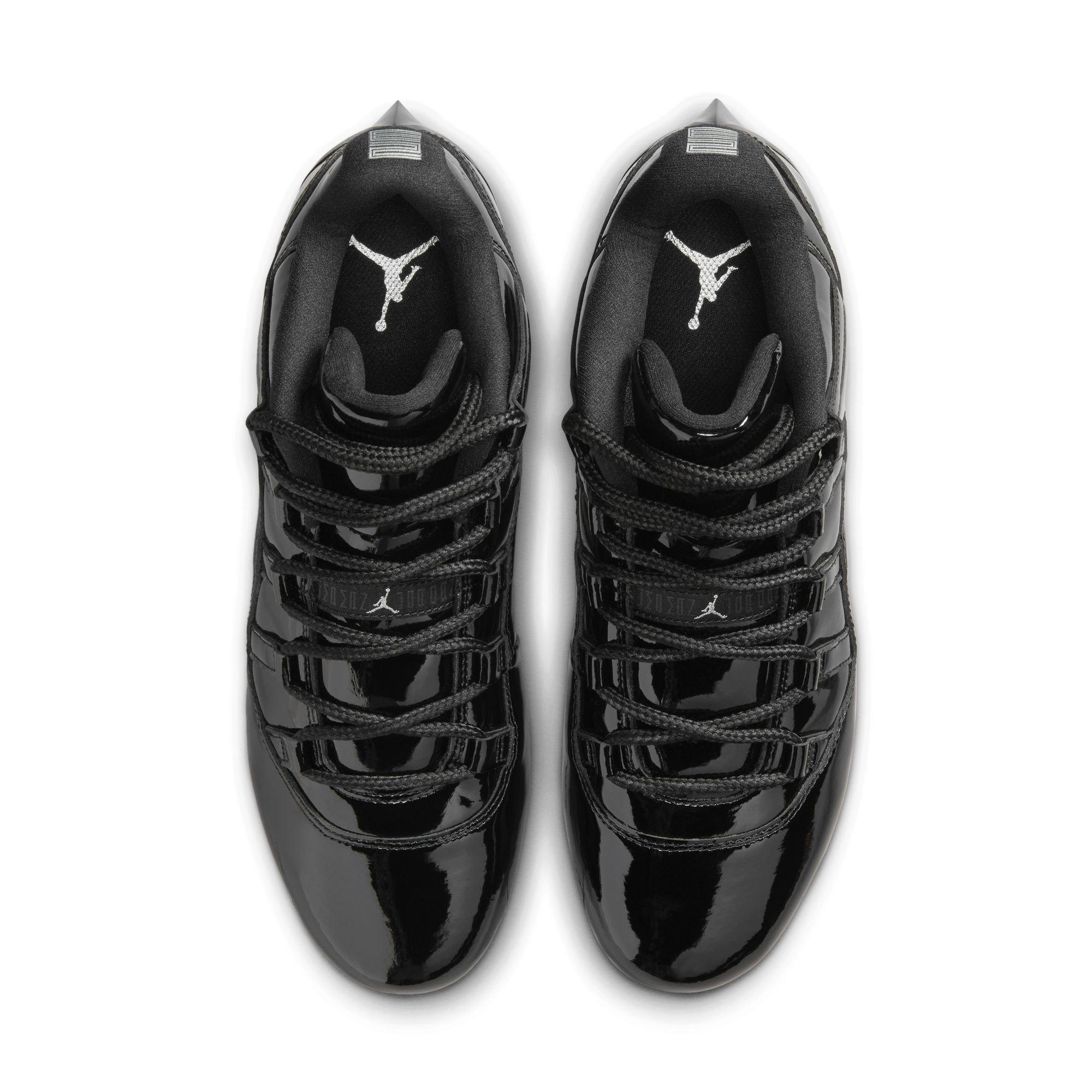 Jordan 11 Low TD "Patent Black" Men's Football Cleat - BLACK Thumbnail View 11