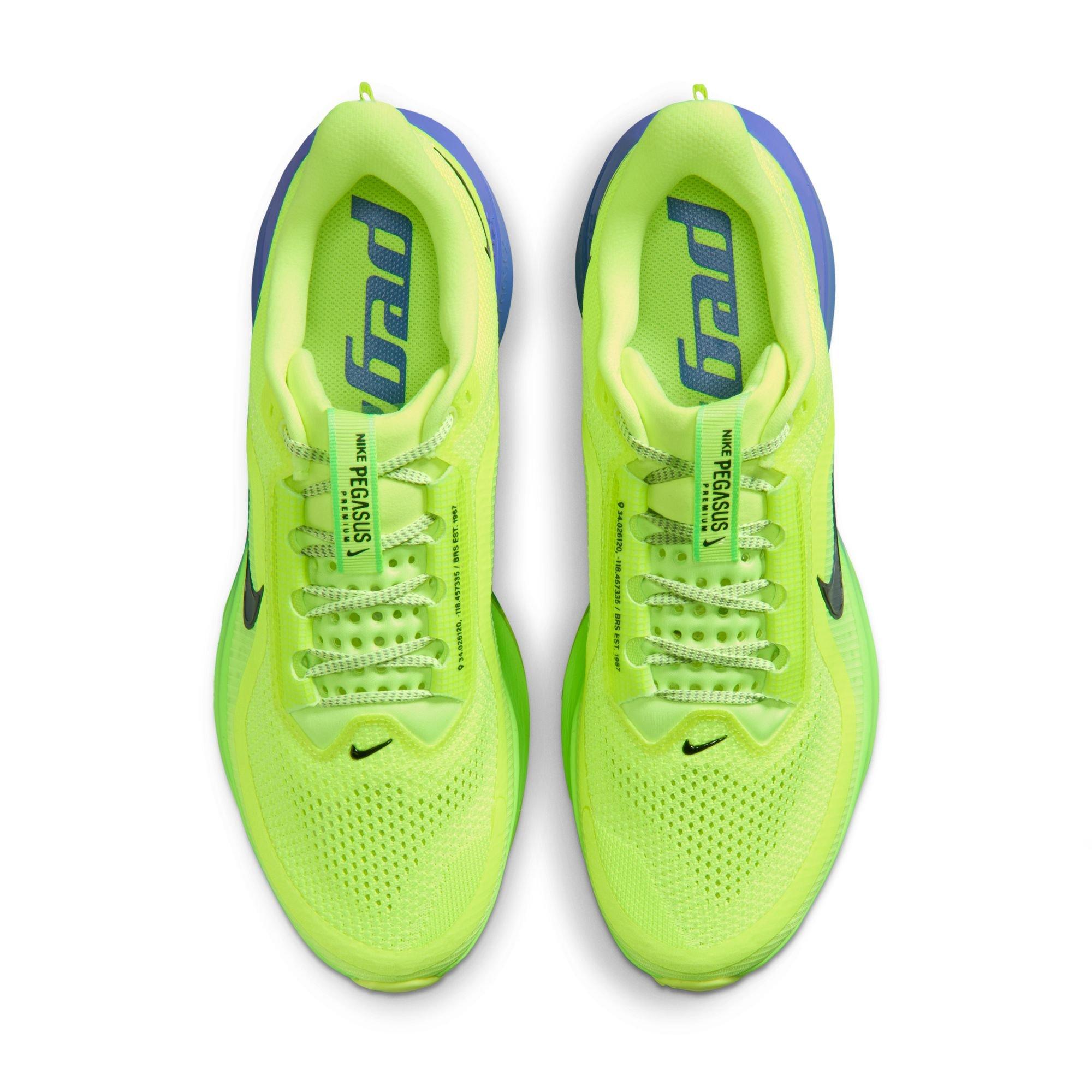 Nike Pegasus Premium "Volt Ice/Black Spruce/Lime Blast" Men's Road Running Shoe - VOLT/BLUE Thumbnail View 6