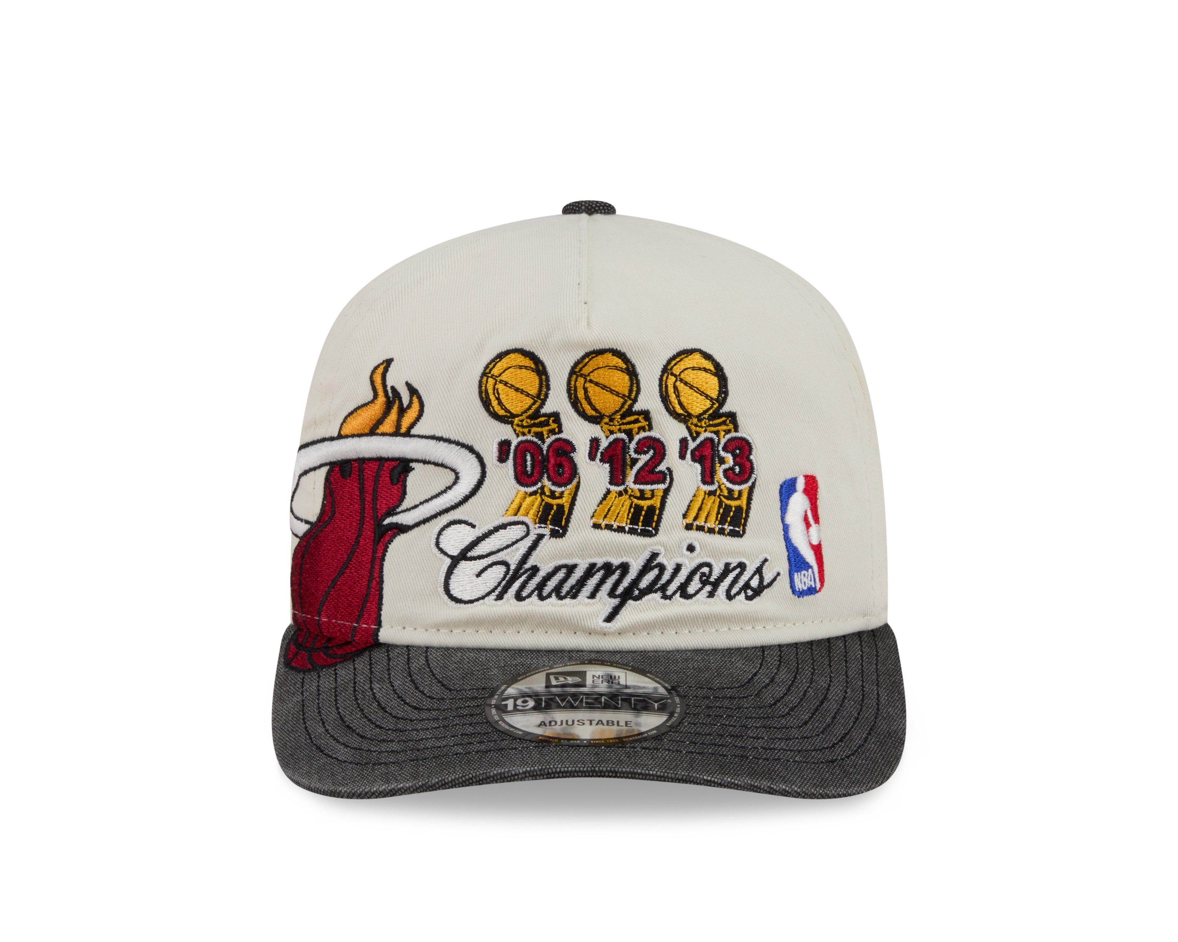 New Era Miami Heat 19TWENTY Hardwood Classic Snapback Hat-White/Black - WHITE/BLACK Thumbnail View 3